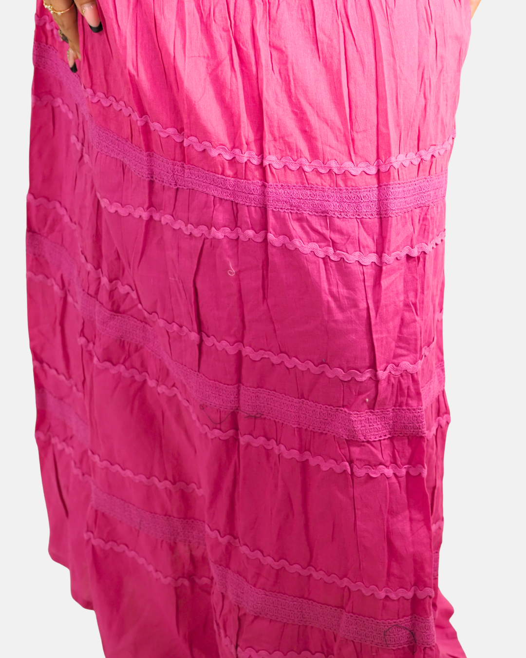 Pink Shirred Boho Maxi Skirt - Pink City