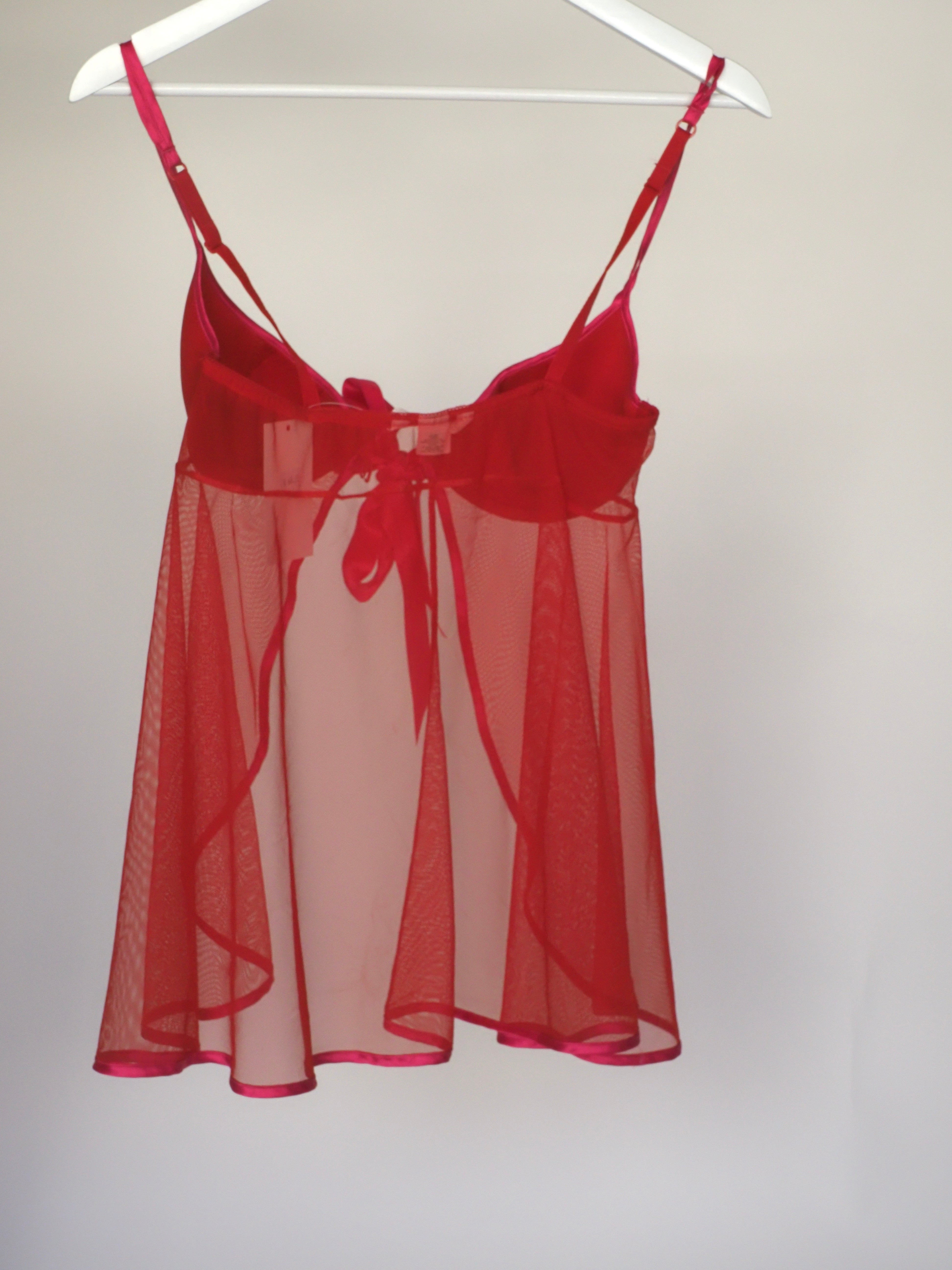 Victoria’s Secret Red Sheer Babydoll Lingerie with Satin Bow