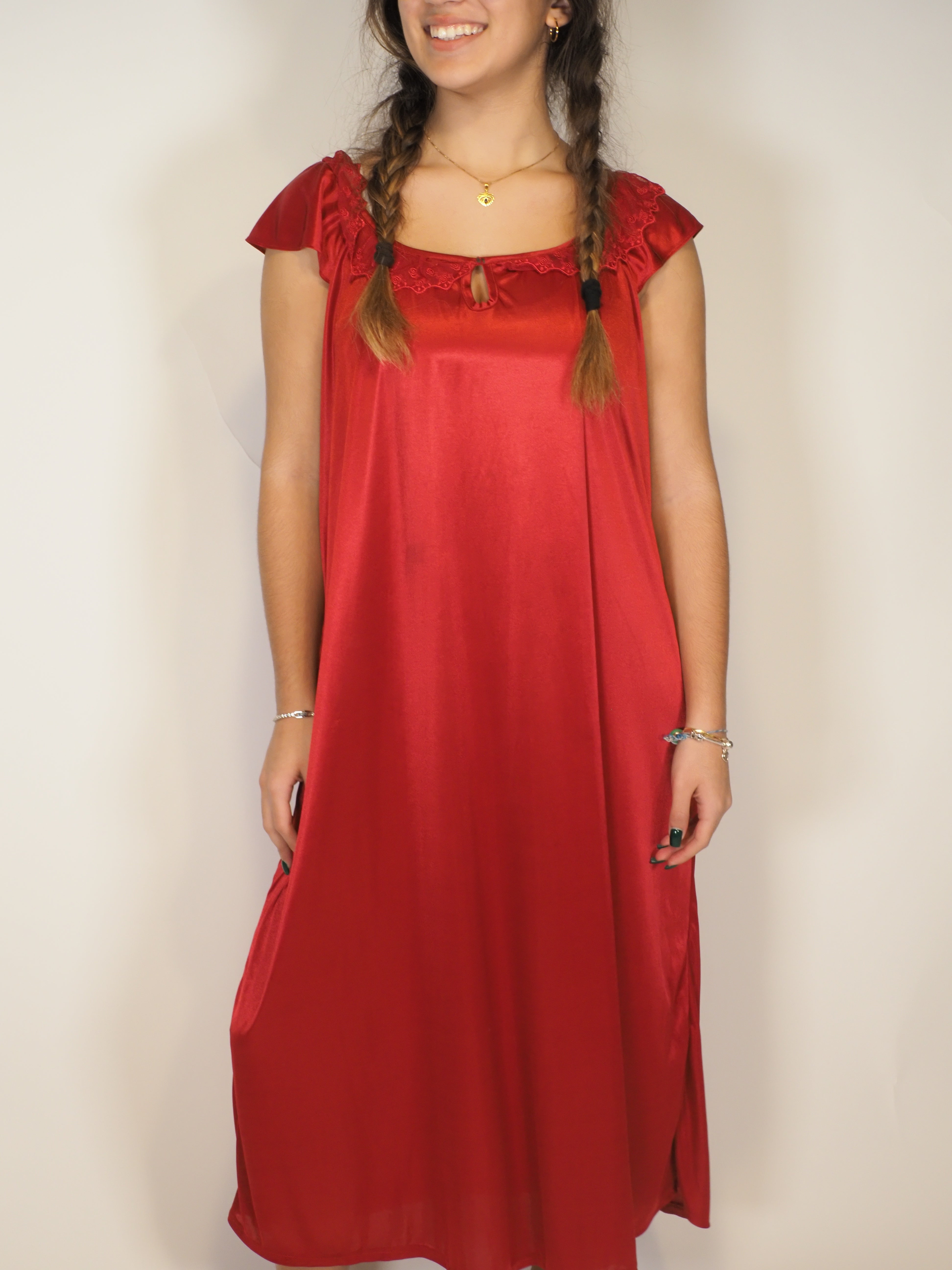 Red Satin Nightdress – Beauty Rose