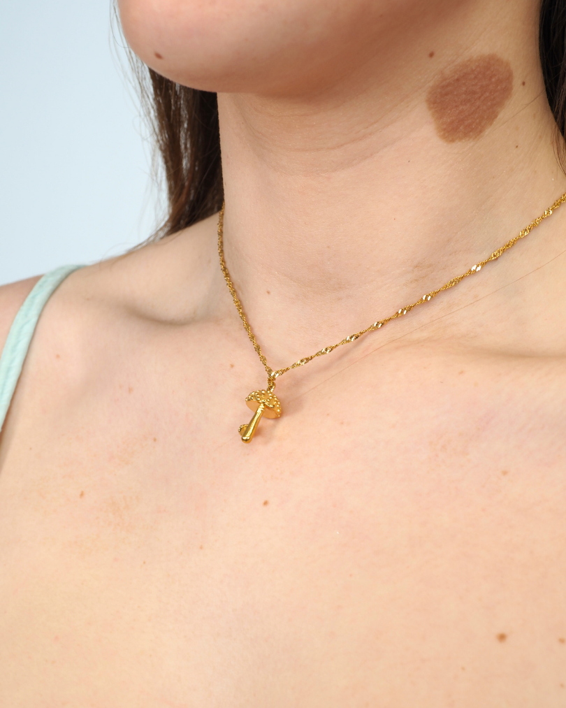 The Zephyra Mushroom Necklace in Gold