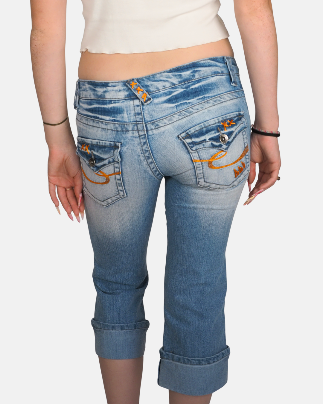 Light Wash Cropped Capri Jeans by Reverb Jeans