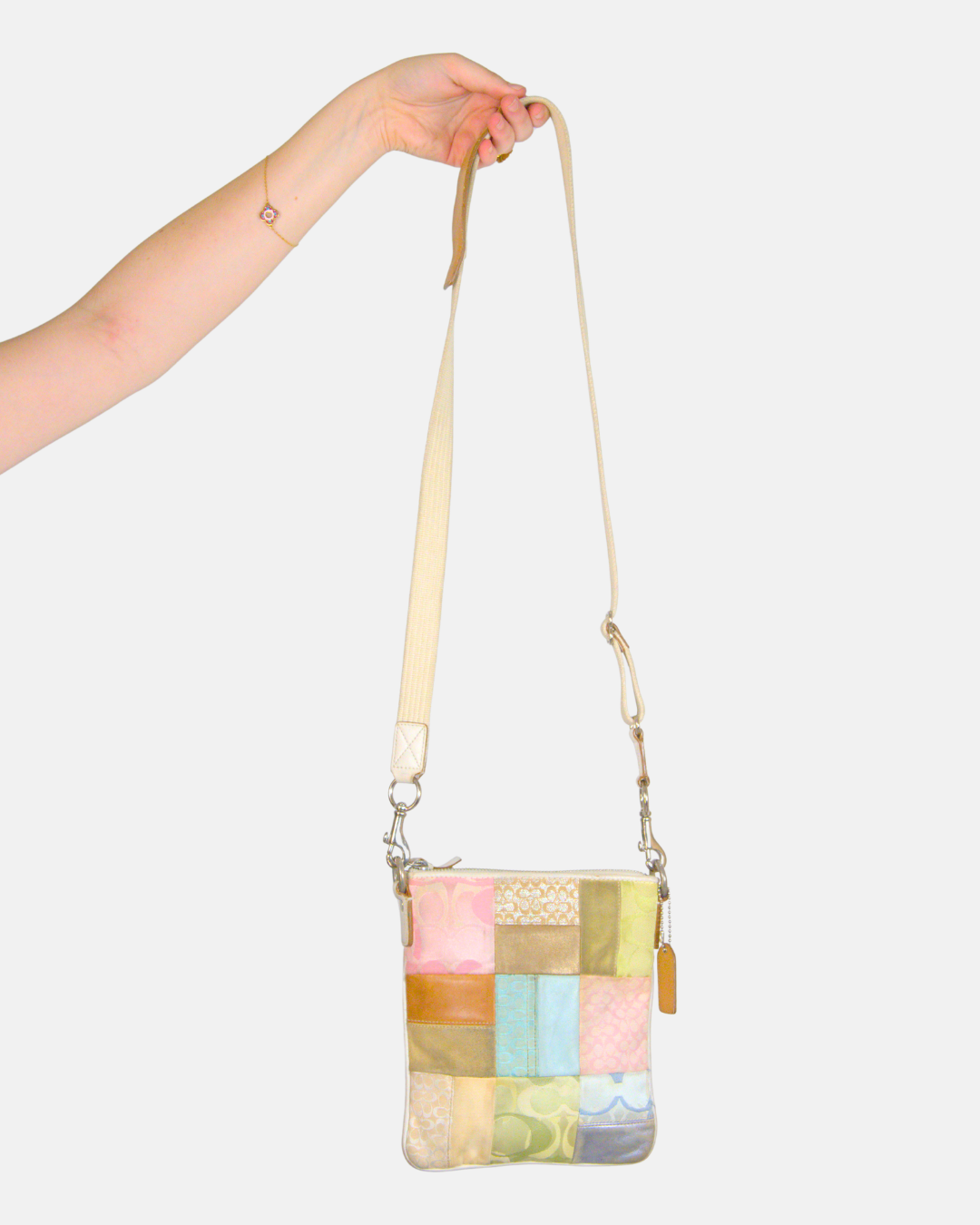 Coach Pastel Multicolour Patchwork Signature Canvas & Leather Swingpack Crossbody Bag