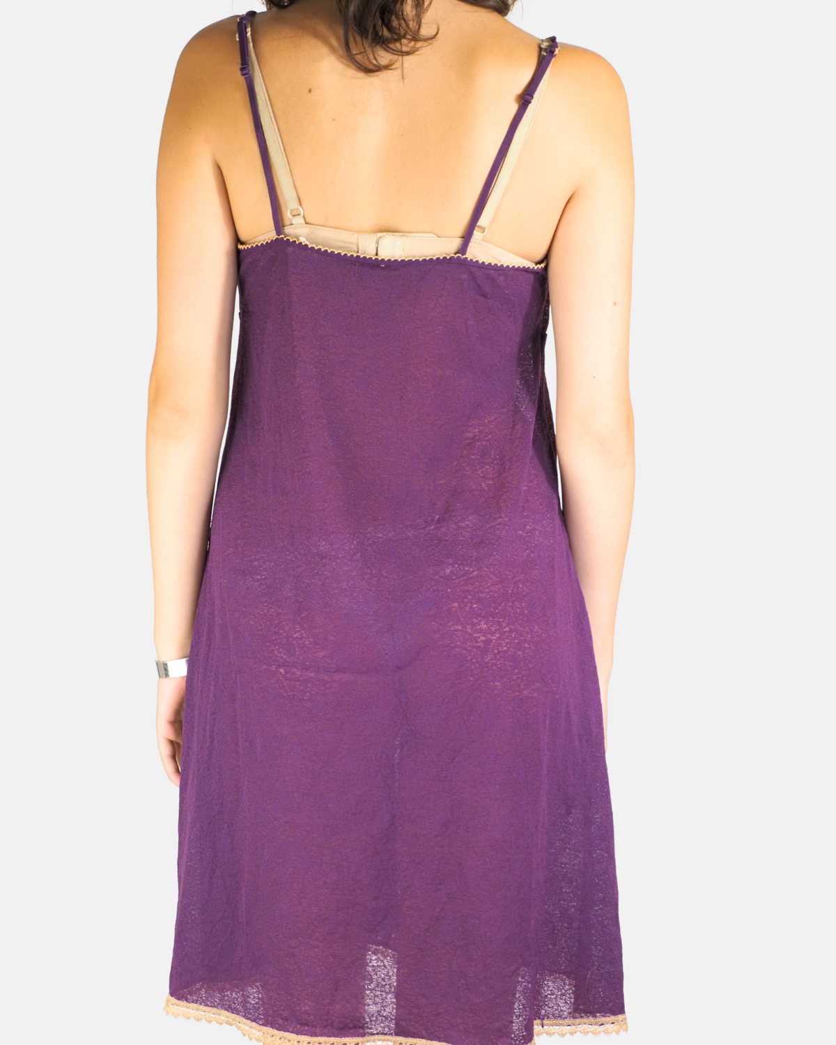Purple Lace Trim Babydoll Midi Dress
