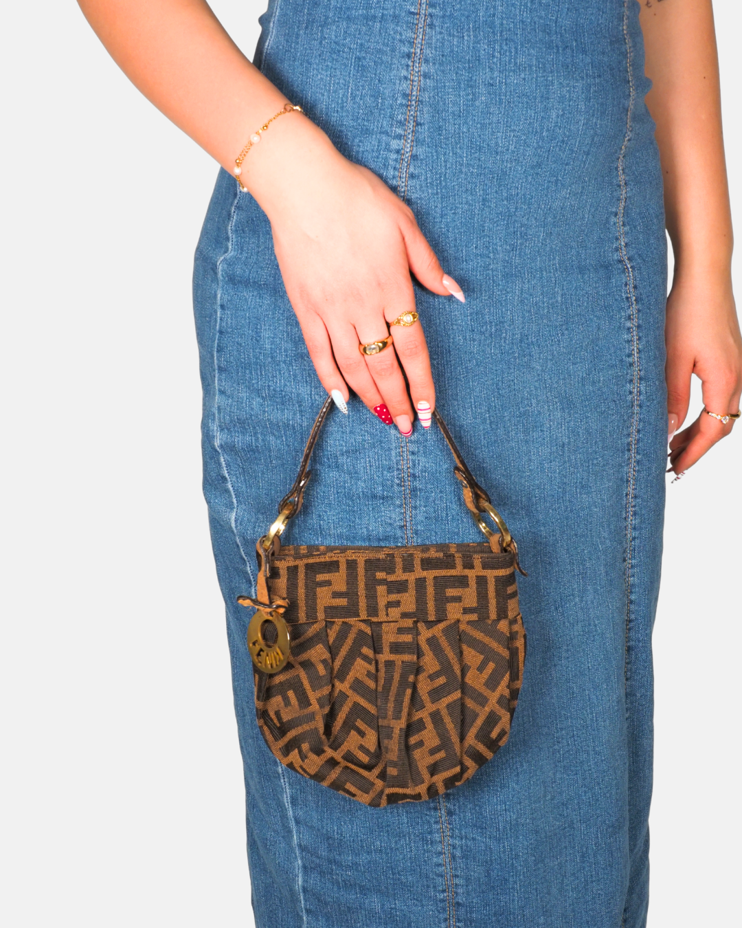 Fendi Zucca Monogram Y2K Mini Shoulder Bag in Brown