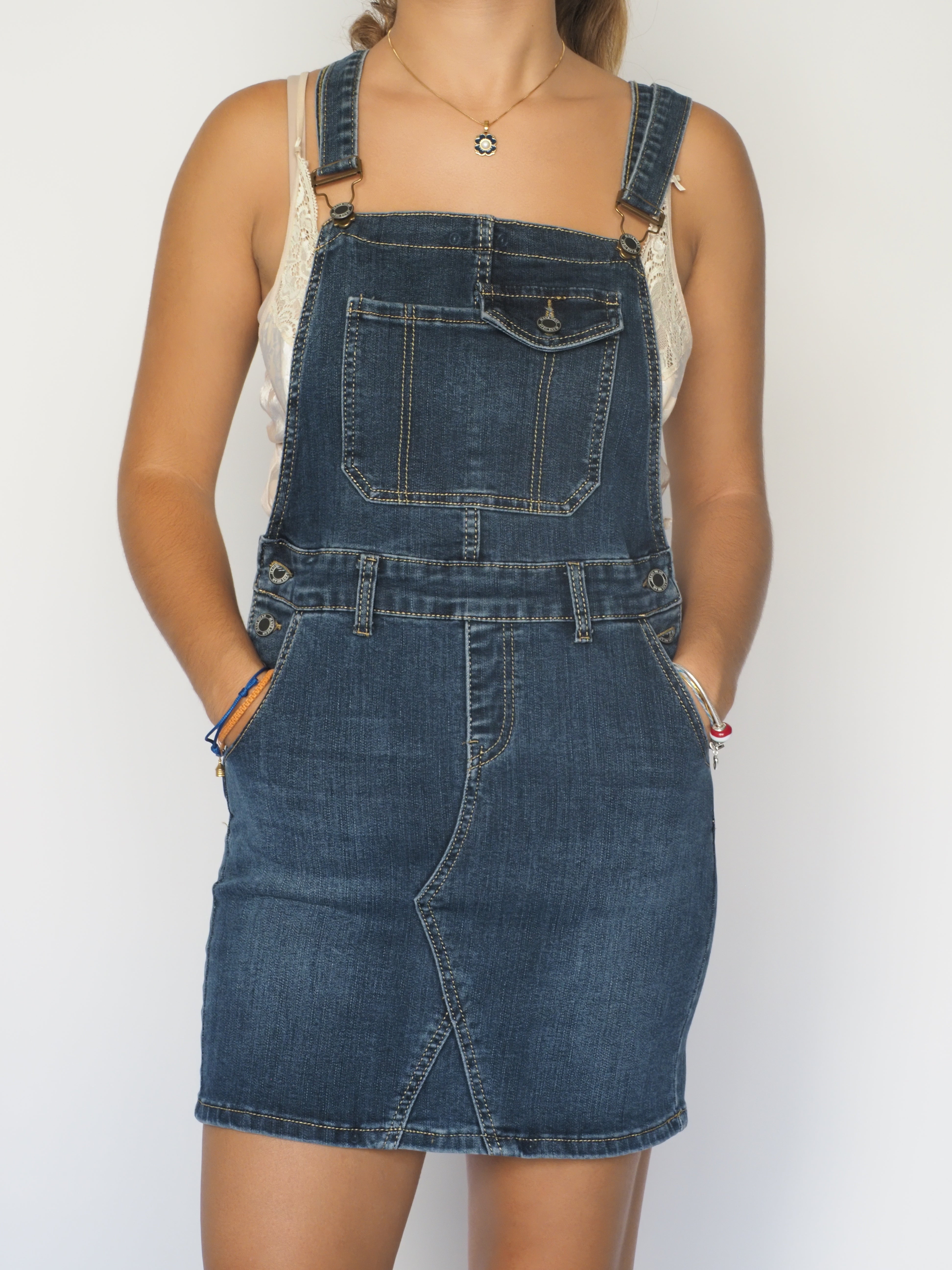 Classic Denim Overall Mini Dress