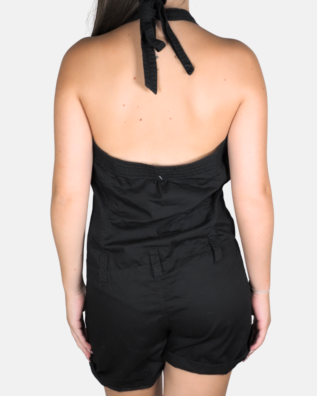 Miss Selfridge Y2K Black Halterneck Playsuit