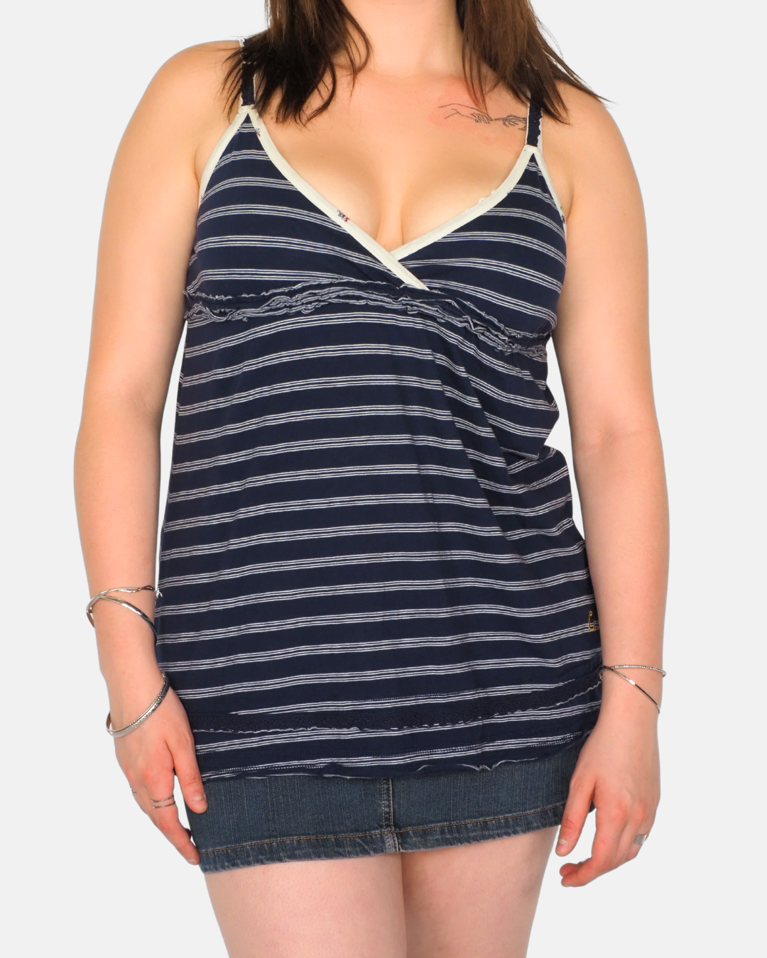 Campus Navy Striped Babydoll Camisole Top
