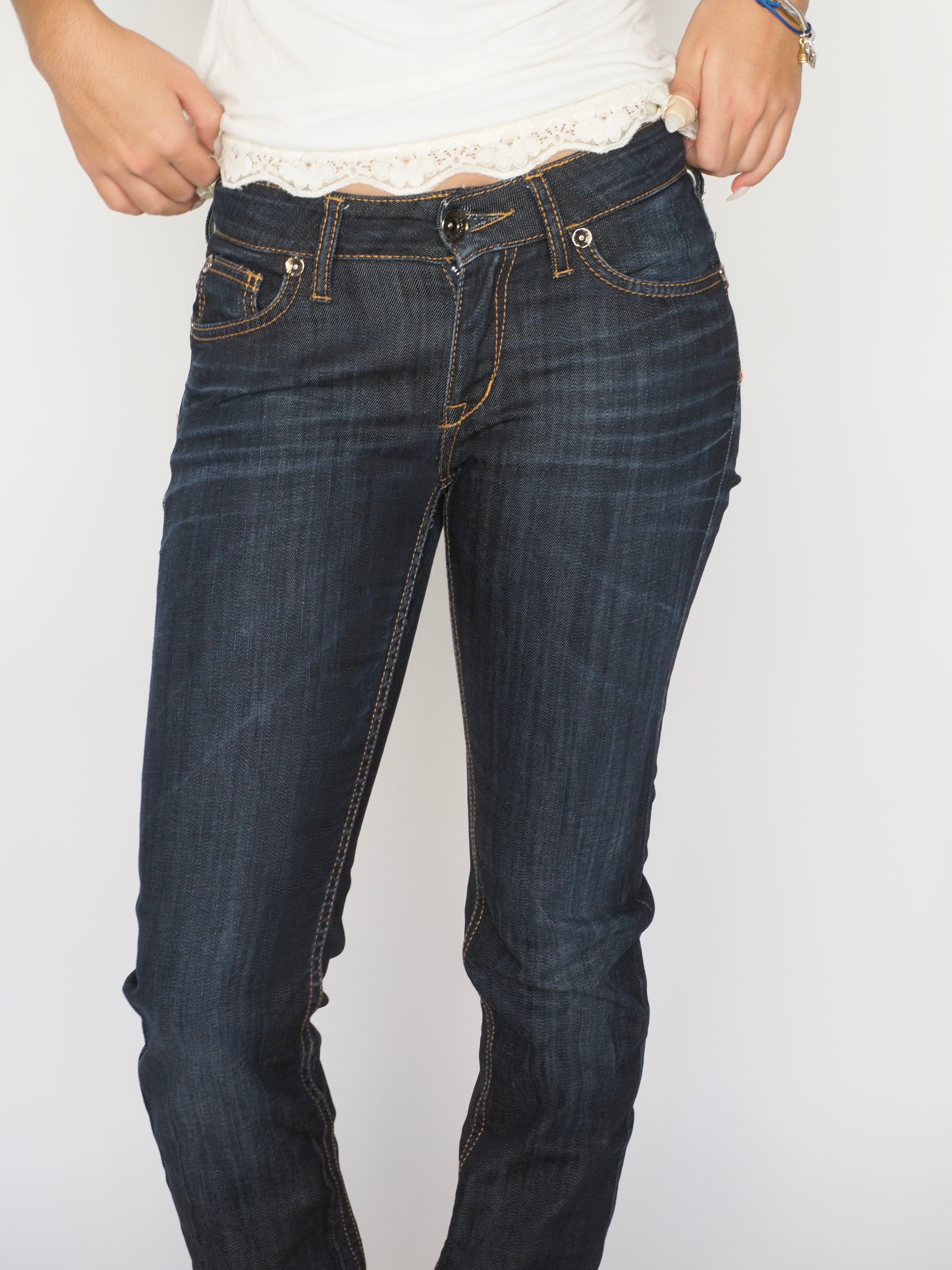 Liu Jo Dark Wash Skinny Jeans with Zipper Hem