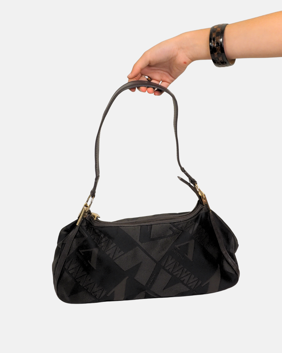Vintage Mario Valentino Brown V-Monogram Shoulder Bag