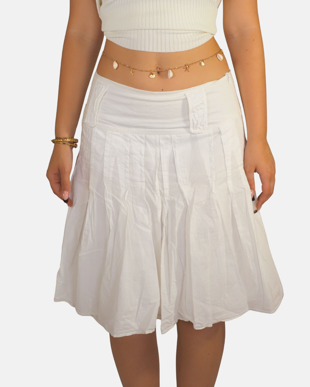 Mango Suit White Pleated Midi Skirt