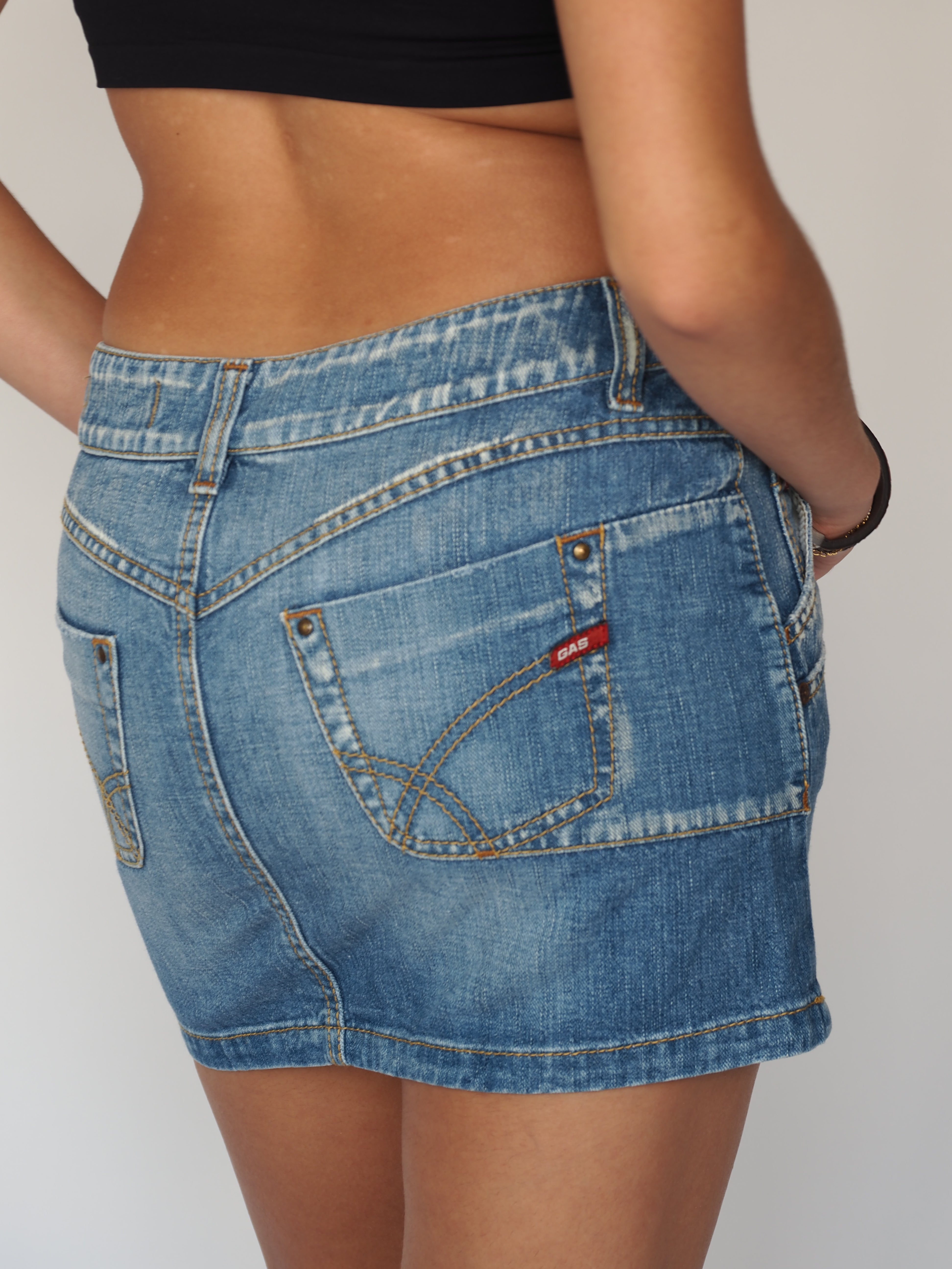 GAS Distressed Denim Mini Skirt