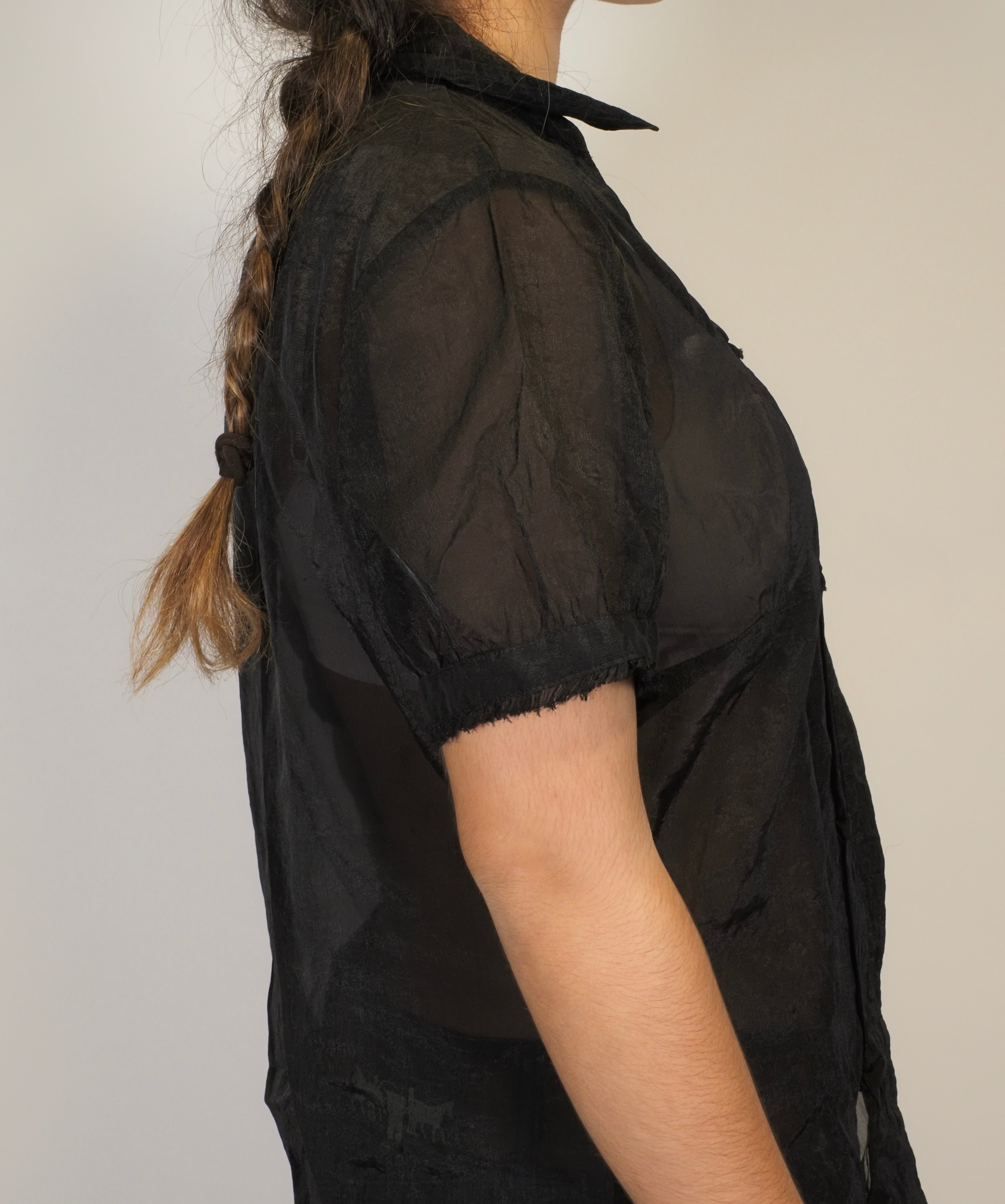 Per Una Speziale Black Sheer Button-Up Blouse