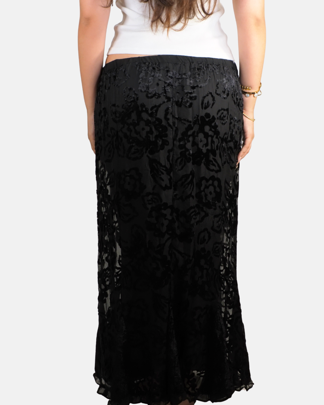 Black Sheer Layered Floral Maxi Skirt - Casamia Exclusive
