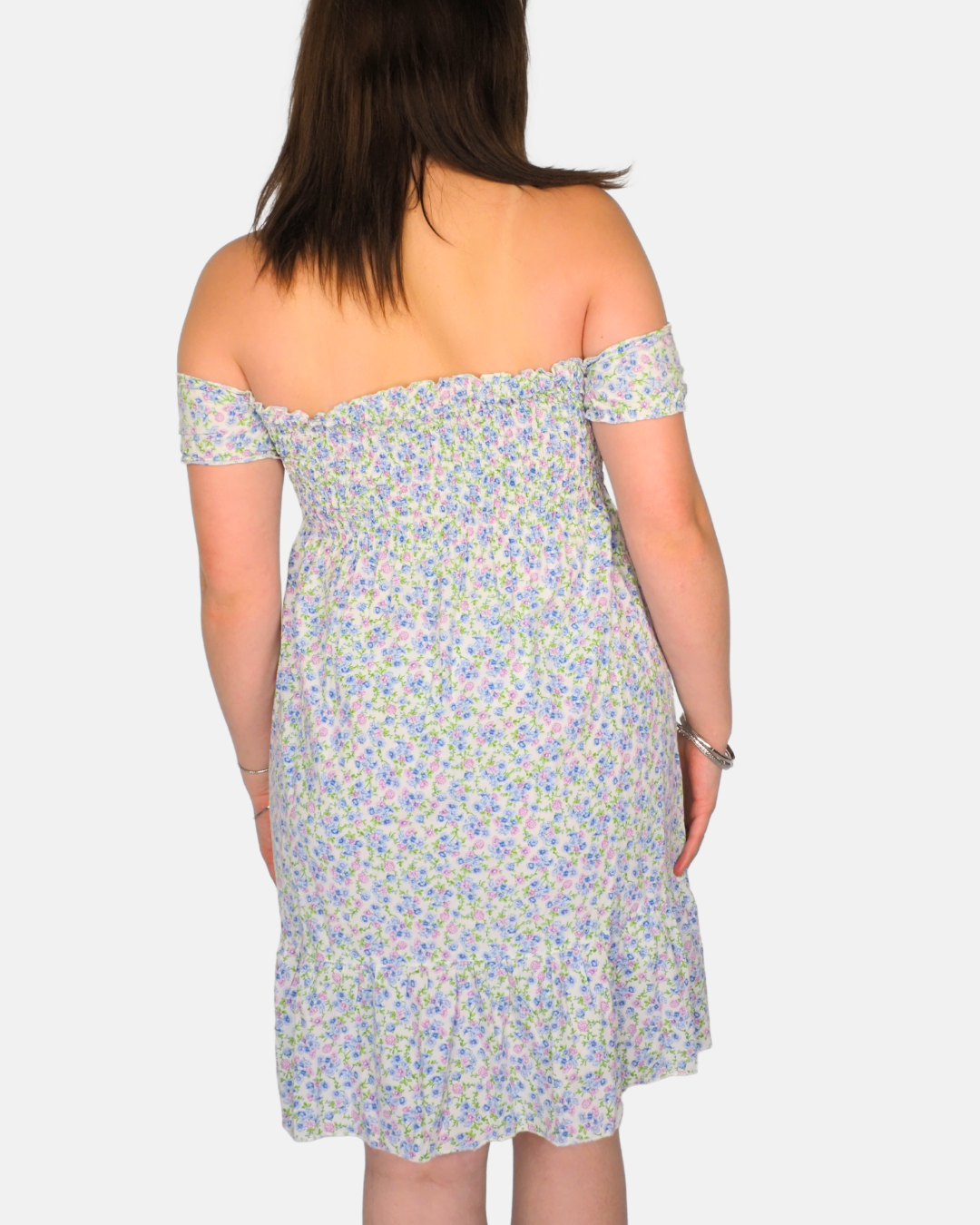 Vintage Off-Shoulder Floral Milkmaid Mini Dress