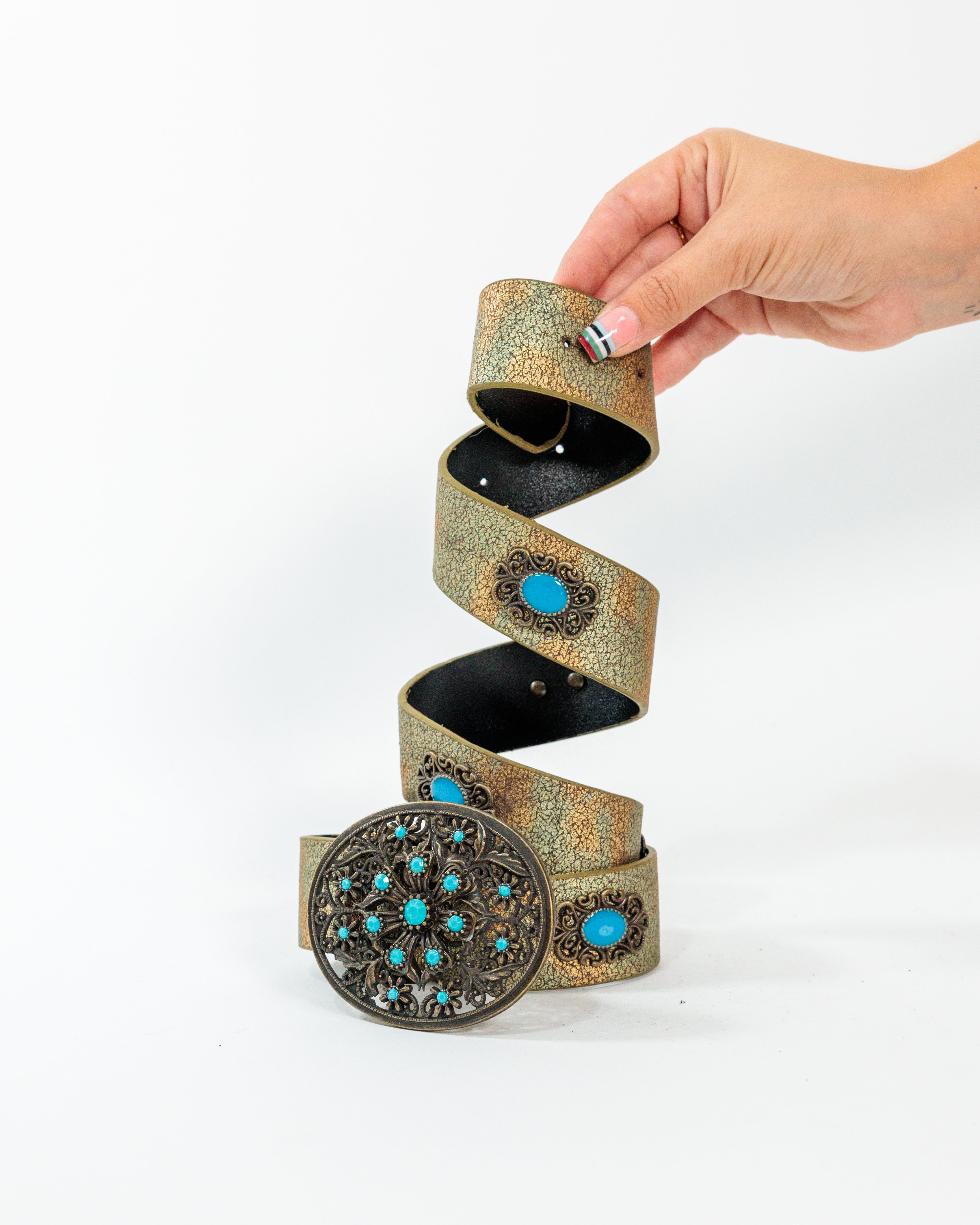 Gold Turquoise Medallion Belt