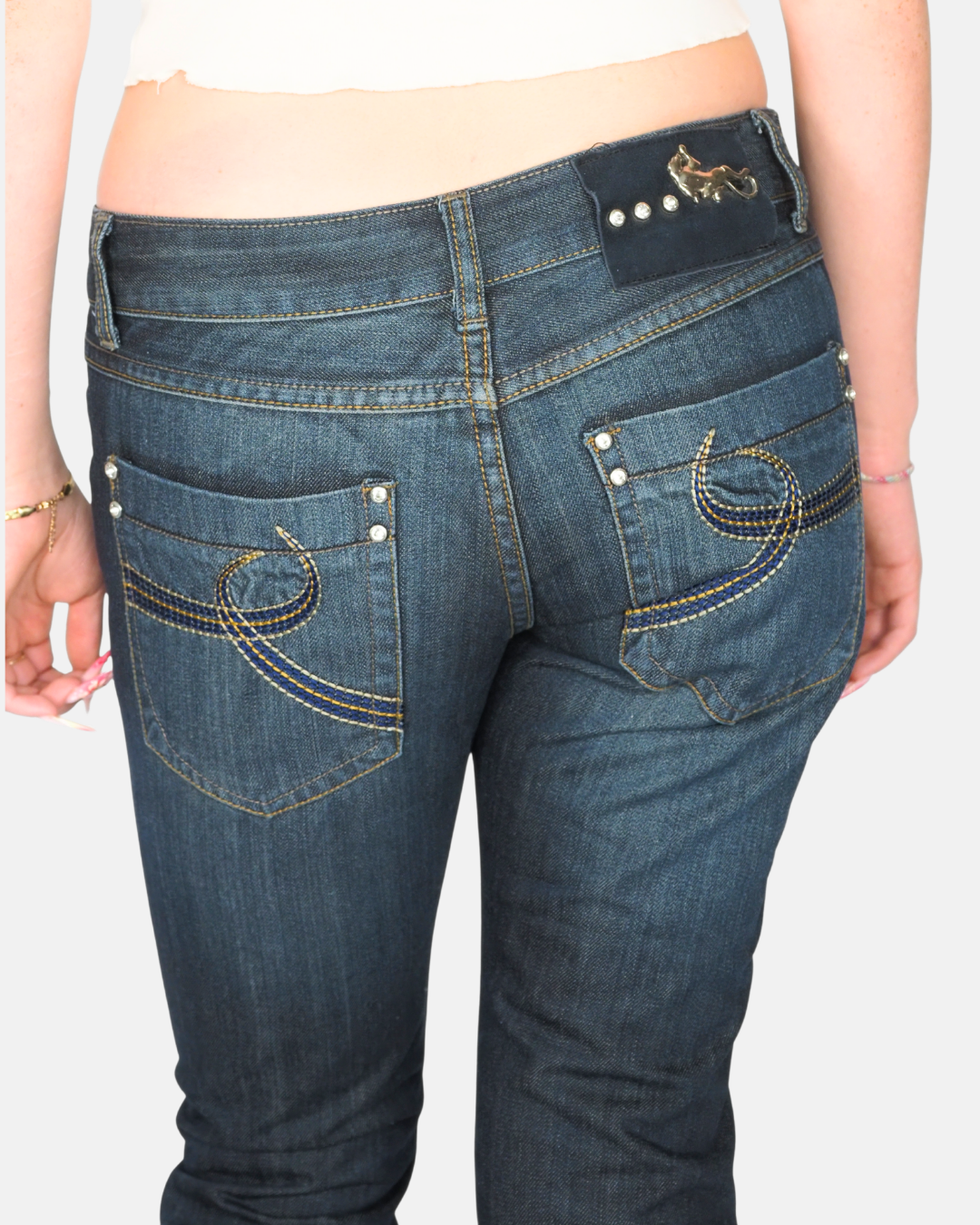 Dark Wash Low Rise Capri Jeans by Extyn Denim
