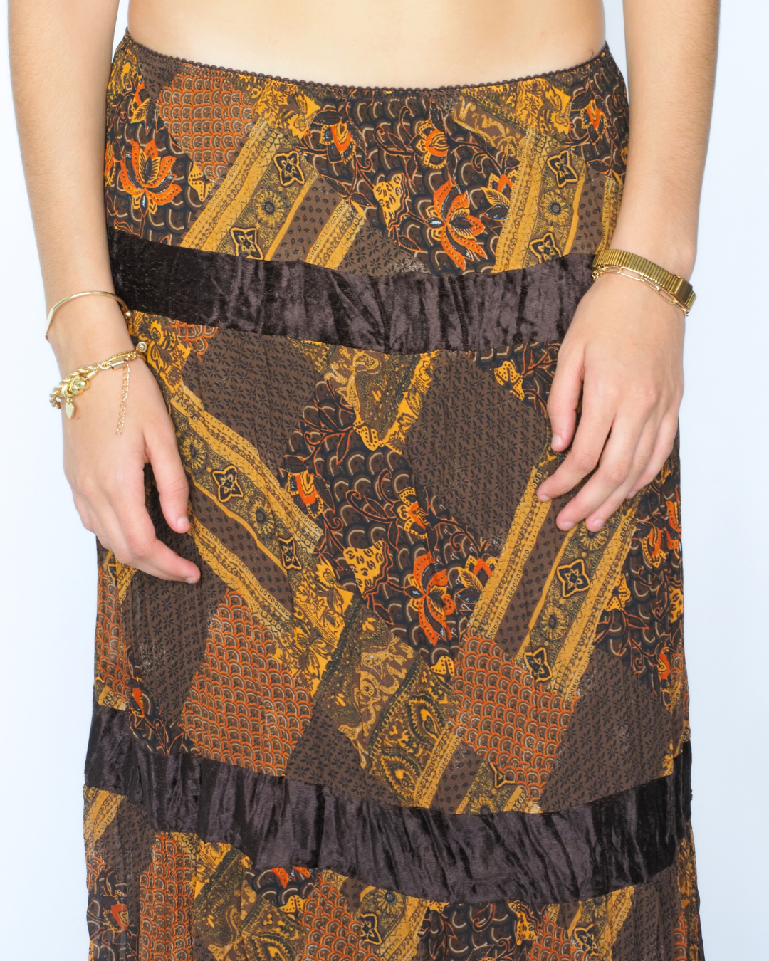 Boho Patchwork Maxi Skirt – Yessica