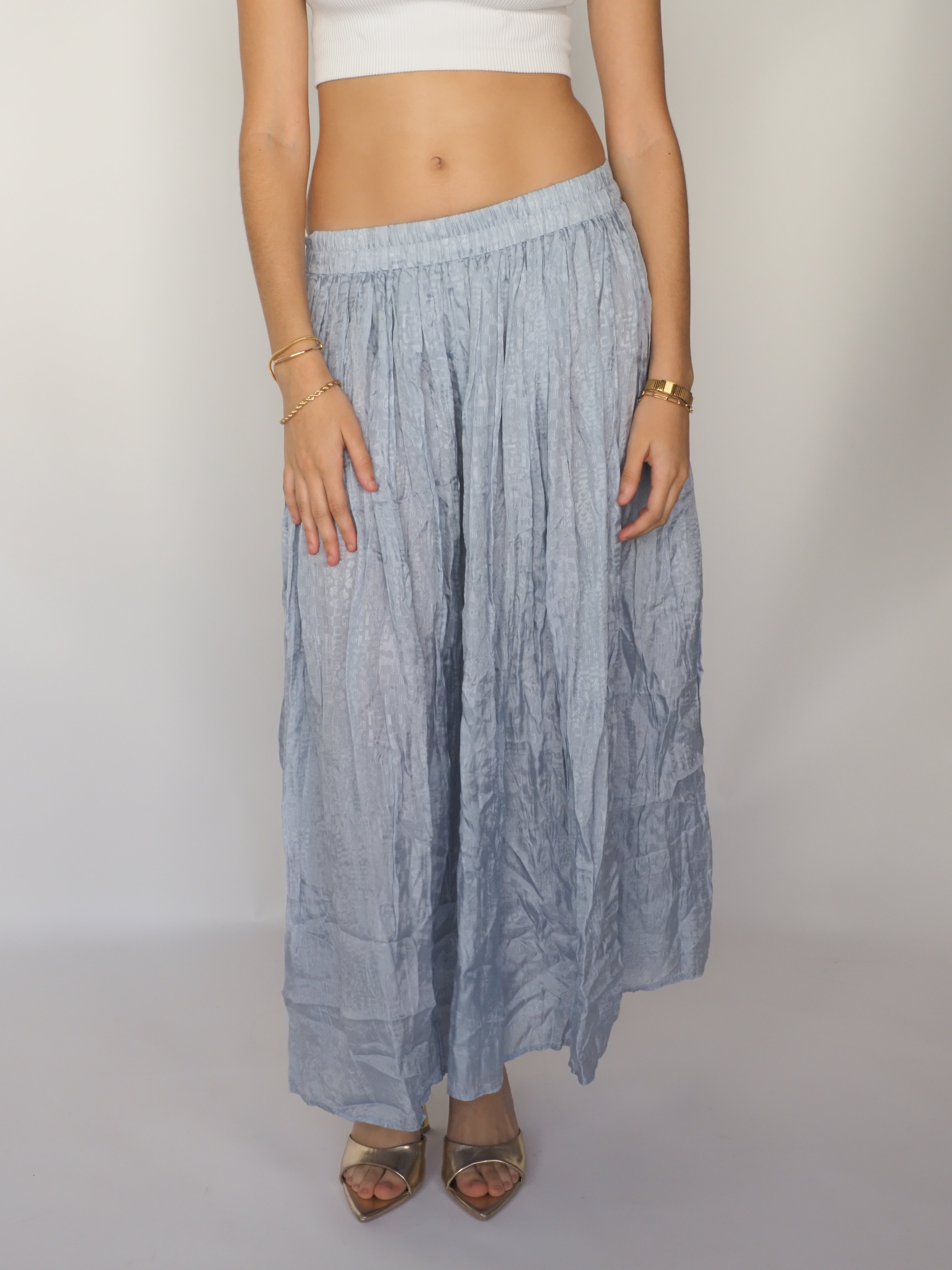 Soft Blue Crinkle Maxi Skirt