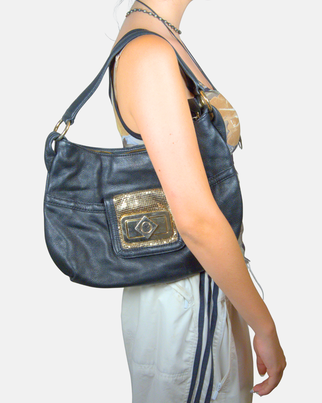 Oroton Leather Turnlock Shoulder Bag