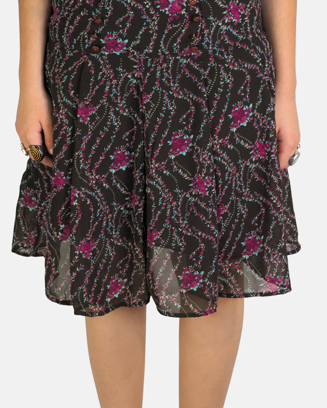 Y2K Floral Chiffon Godet Midi Skirt - MNG