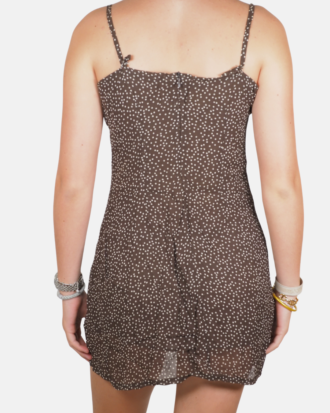 Chocolate Brown Micro Dot Mini Dress