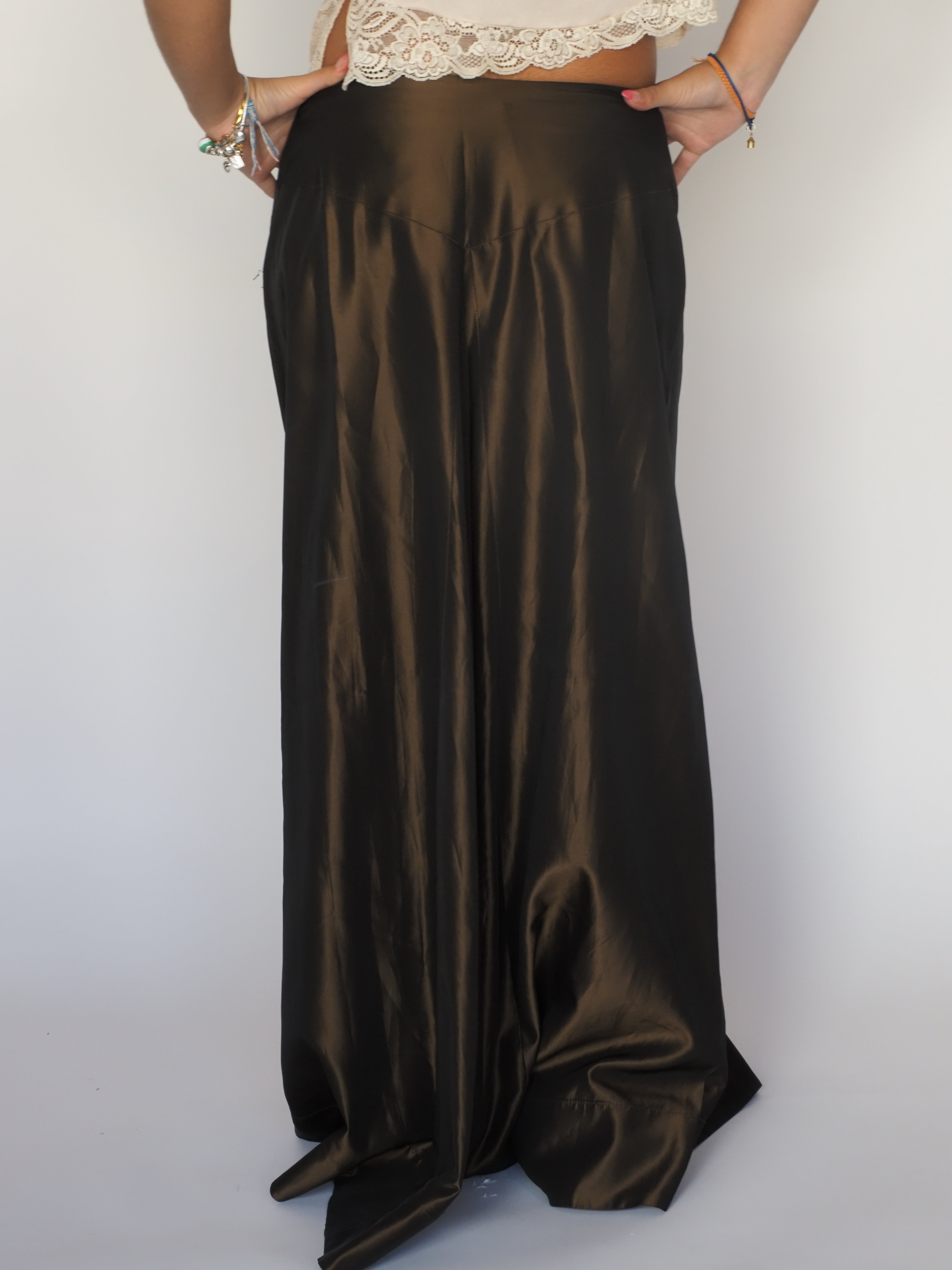 Black High-Shine Satin Maxi Skirt – My Time