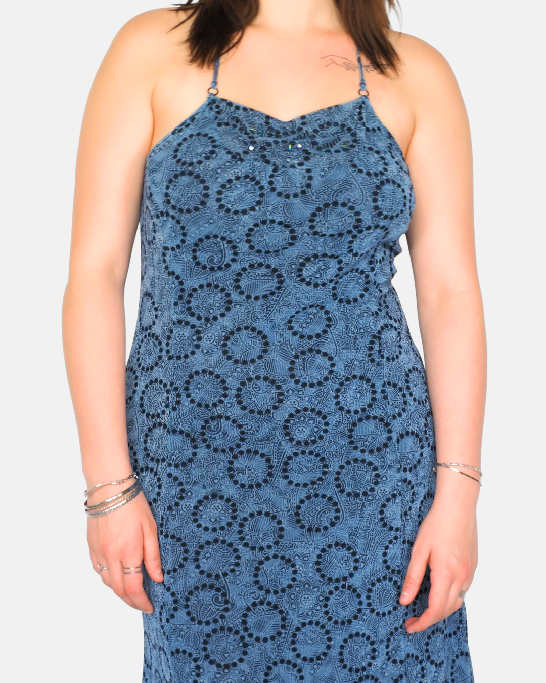 Mexx Vintage Blue Crochet Lace Slip Midi Dress