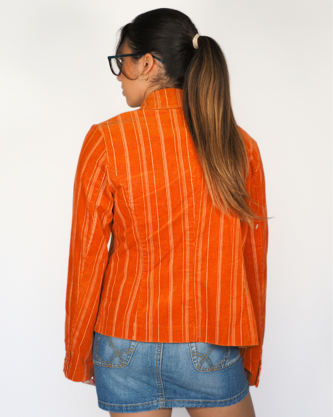 Yessica Burnt Orange Pinstripe Tailored Blazer