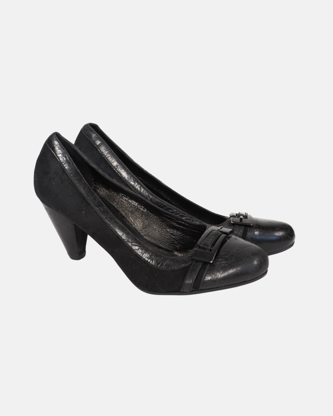 Vintage Black Leather Court Heels