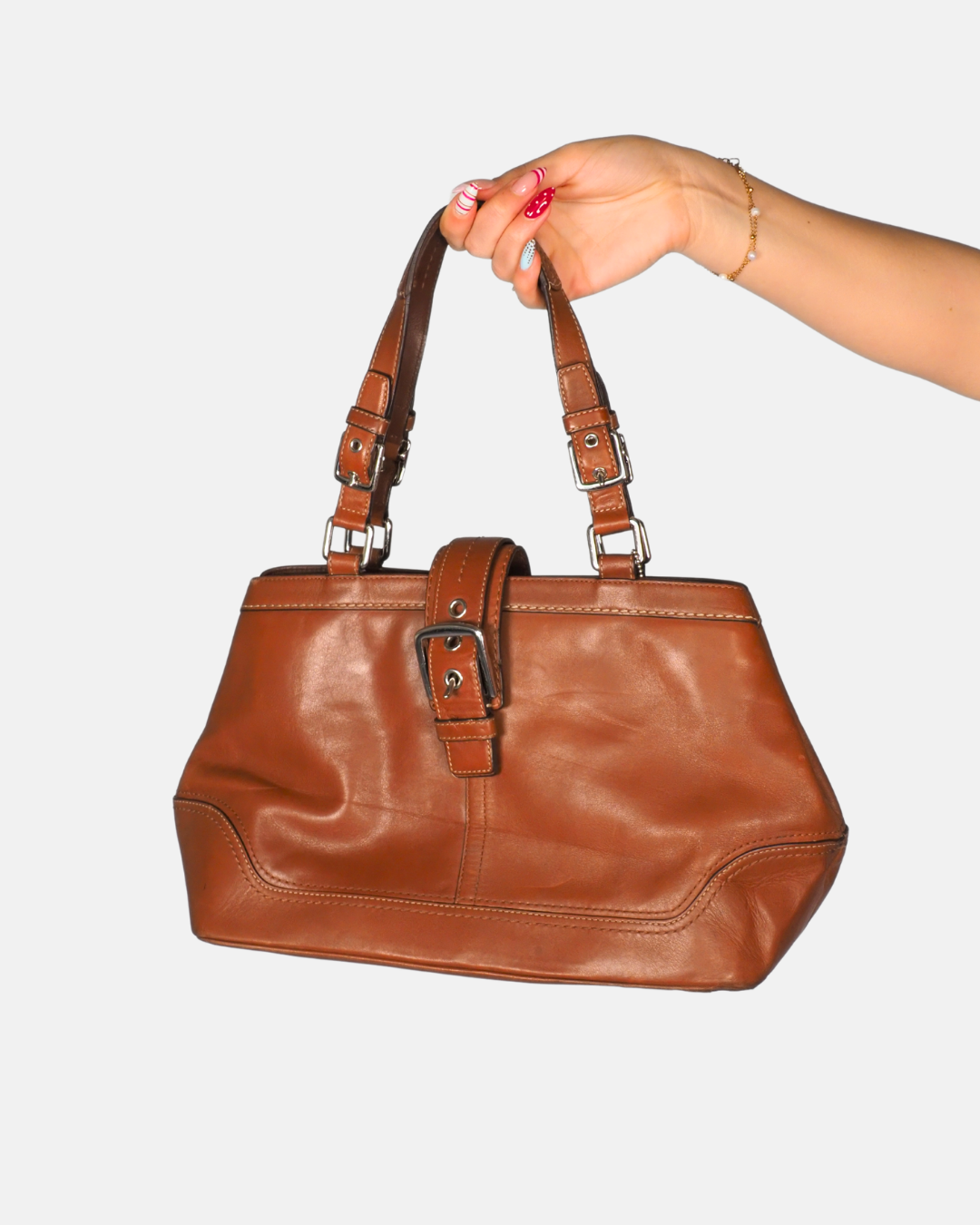 Coach Smooth Leather Satchel in Cognac Brown