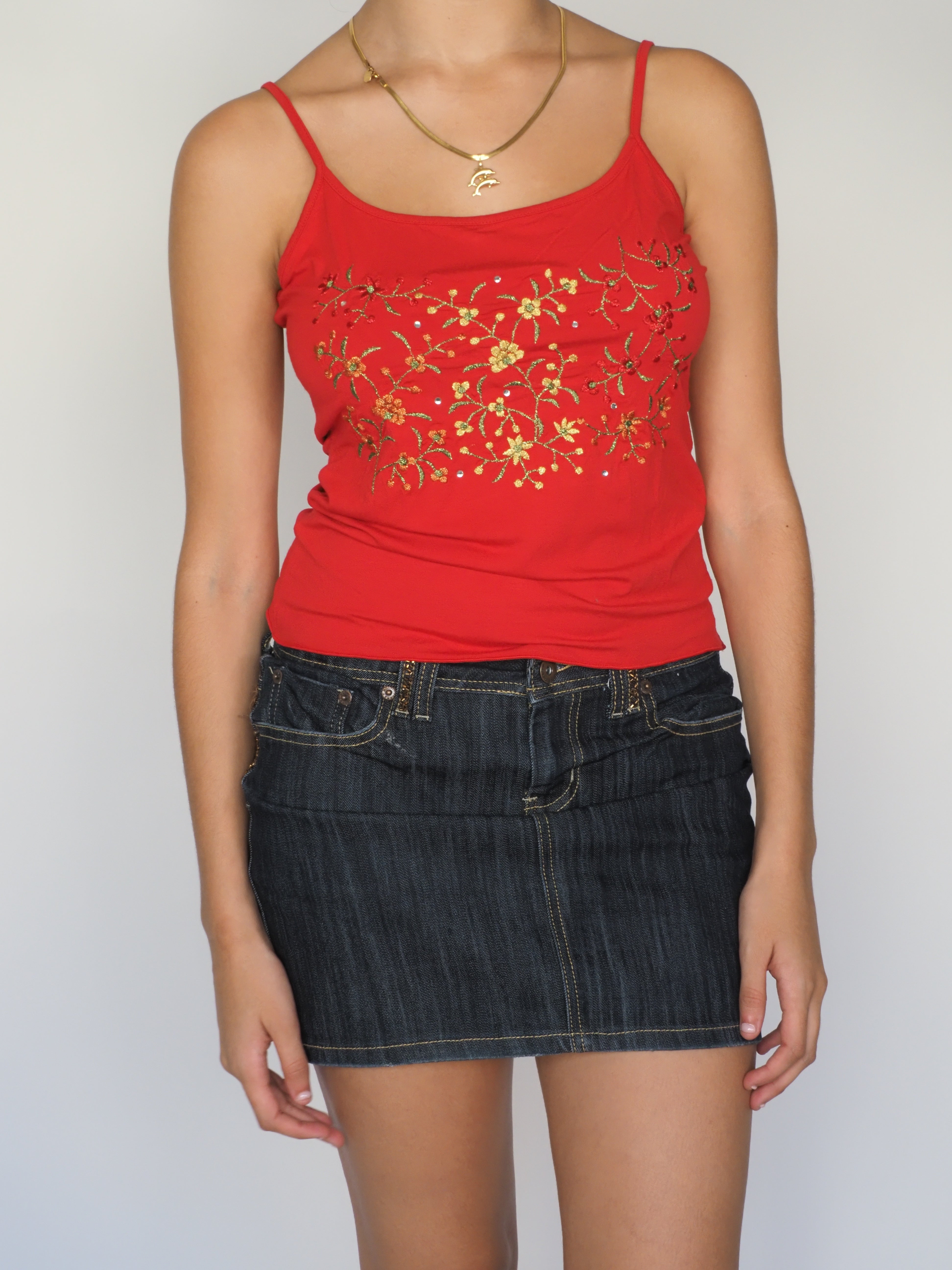 Red Floral Embroidered Camisole Top – Sandro Ferrone