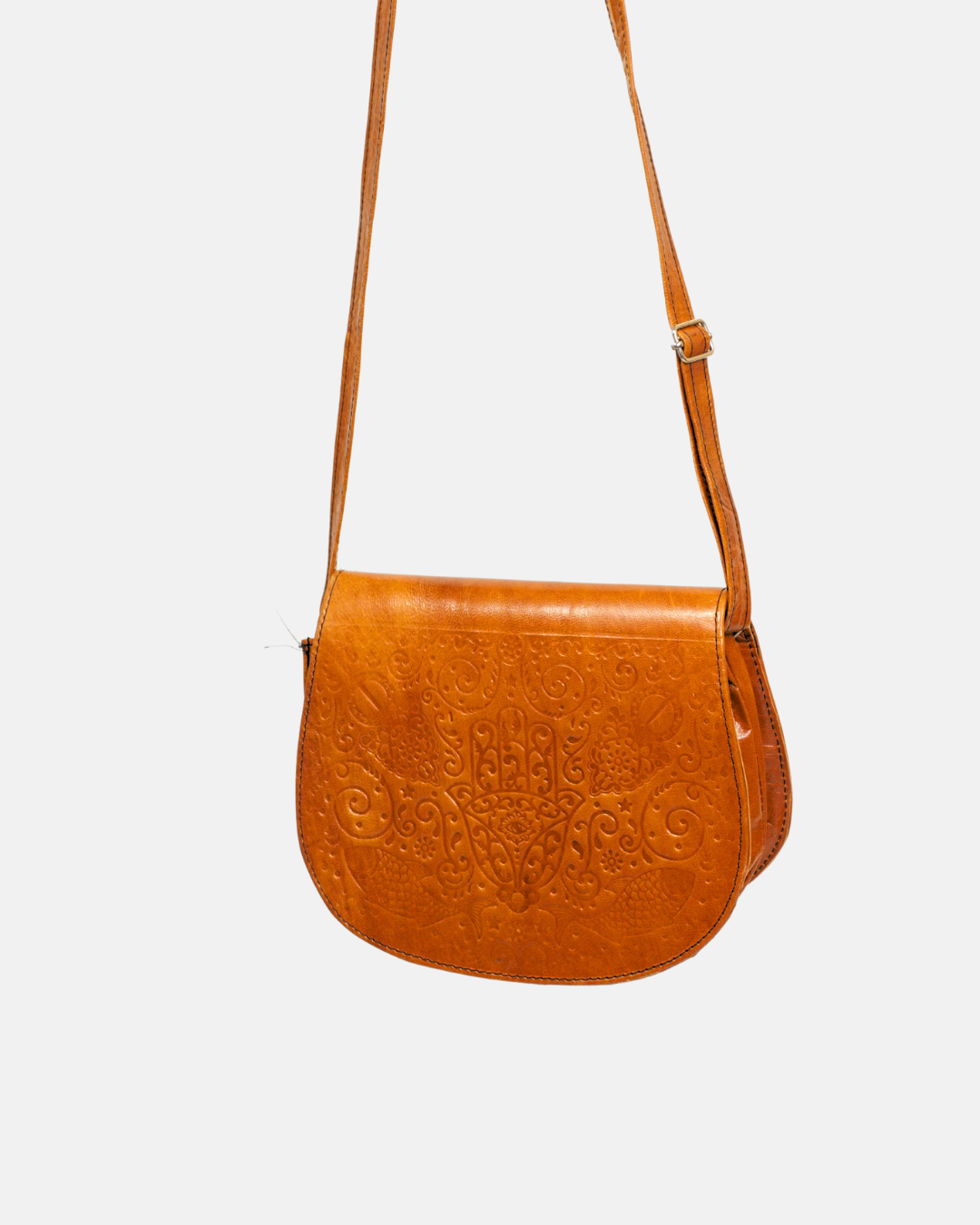 Brown Embossed Hand Crossbody Bag