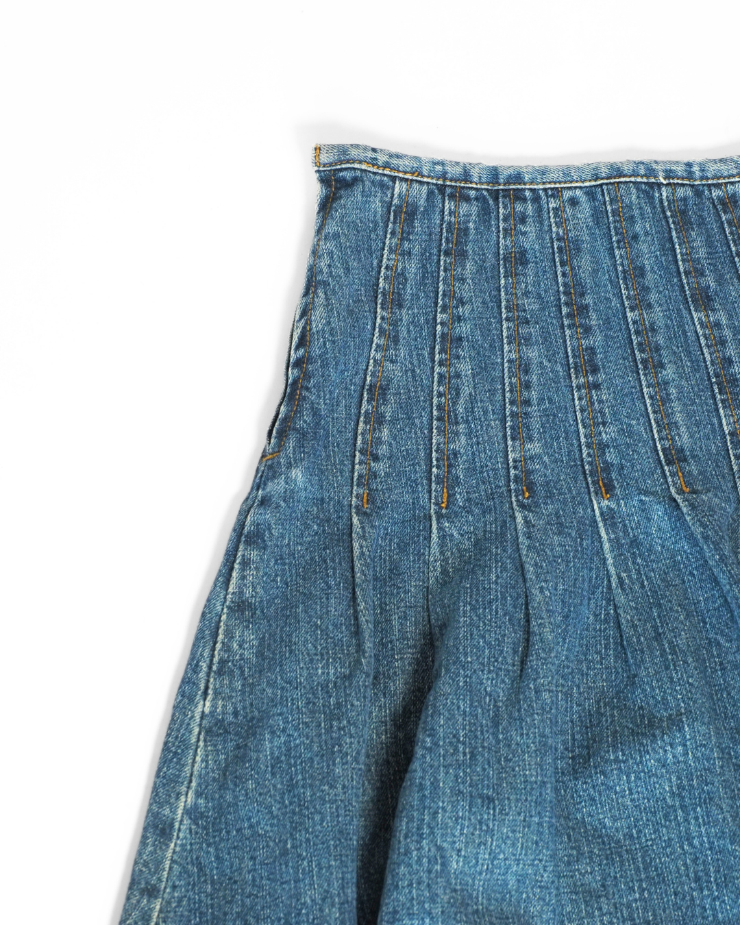 Y2K Pleated Denim Midi Skirt – Metersbonwe