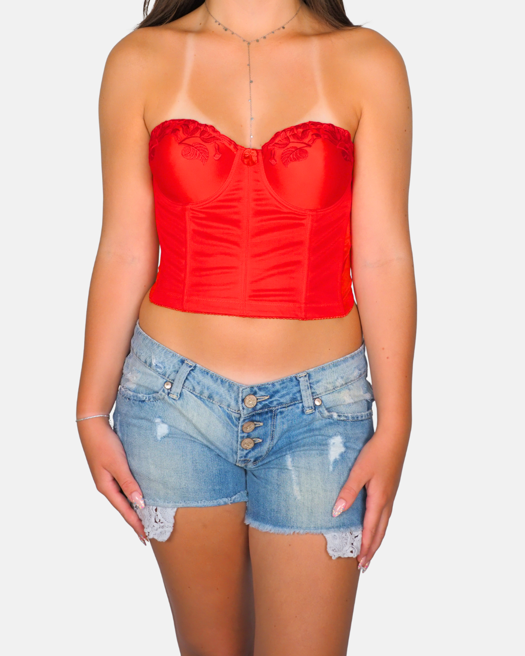Red Lace Corset Bustier by Fashion Forms