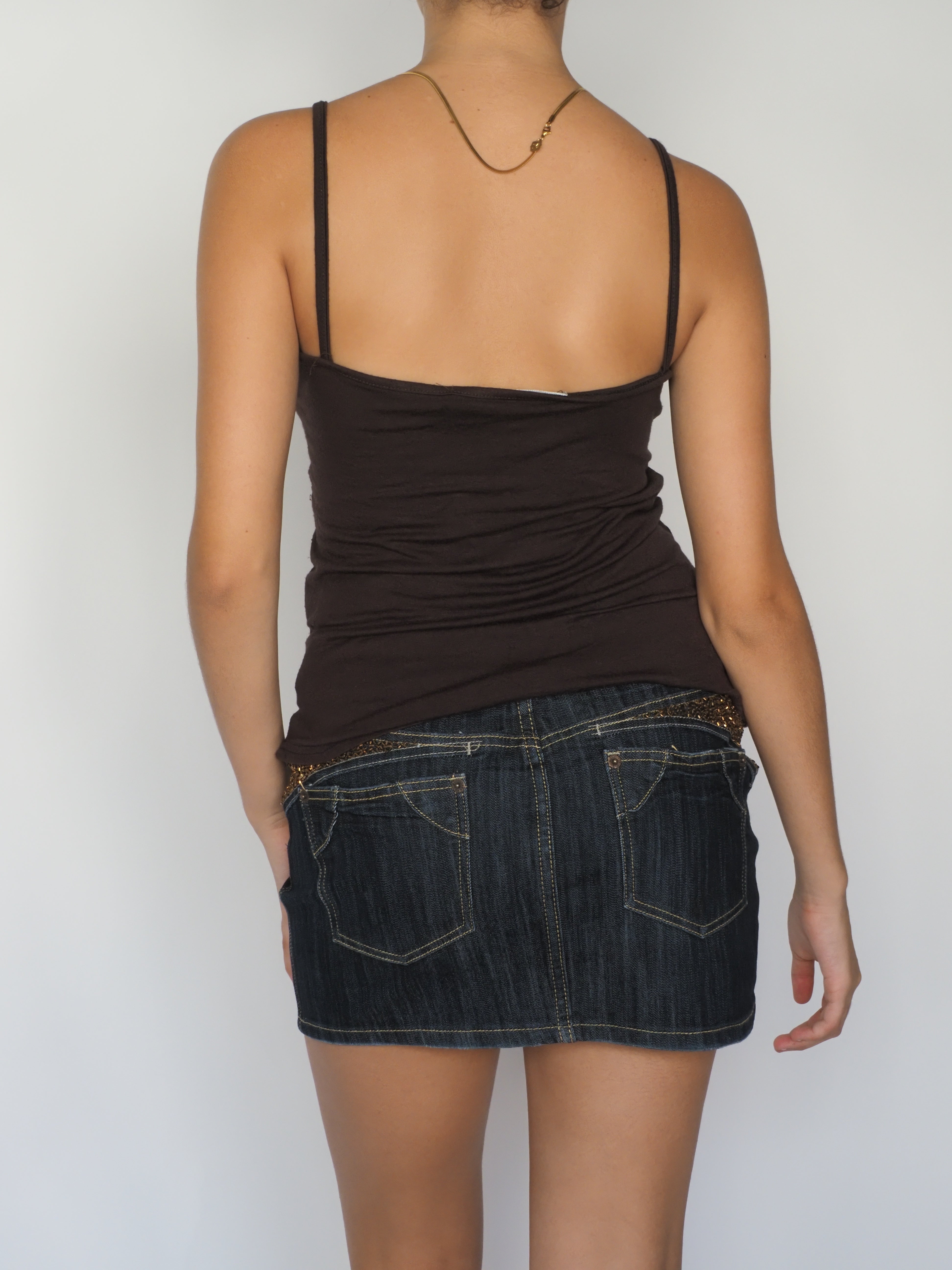 Brown Sequin Trim Cami Top – Angela Davis