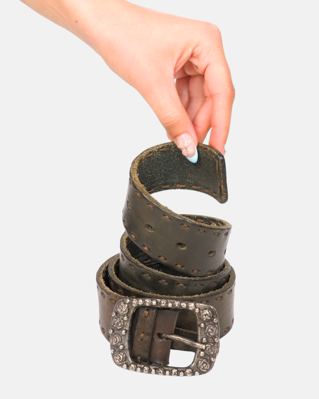 Vintage Distressed Brown Studded Belt