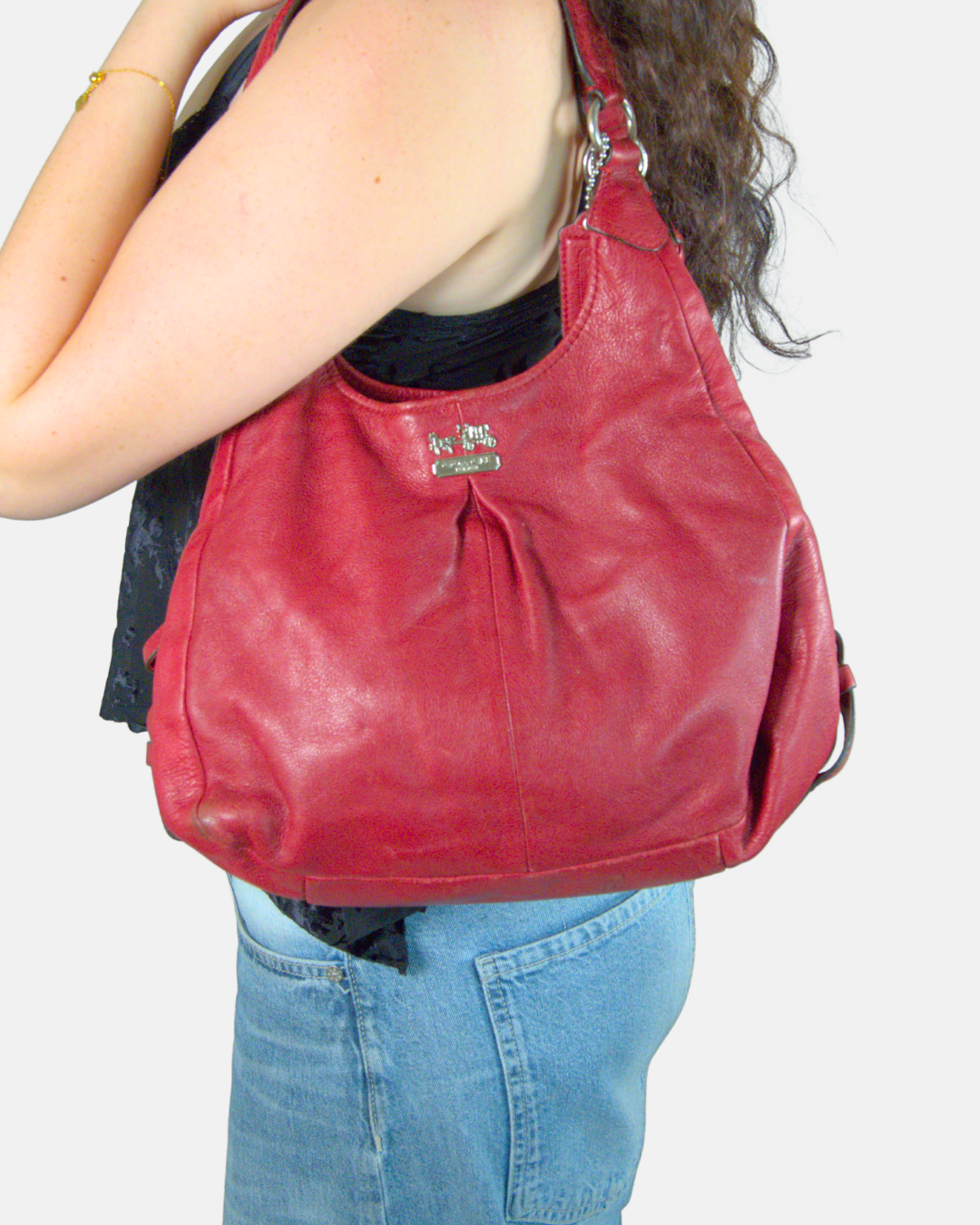 Coach Ruby Red Leather Hobo Shoulder Bag