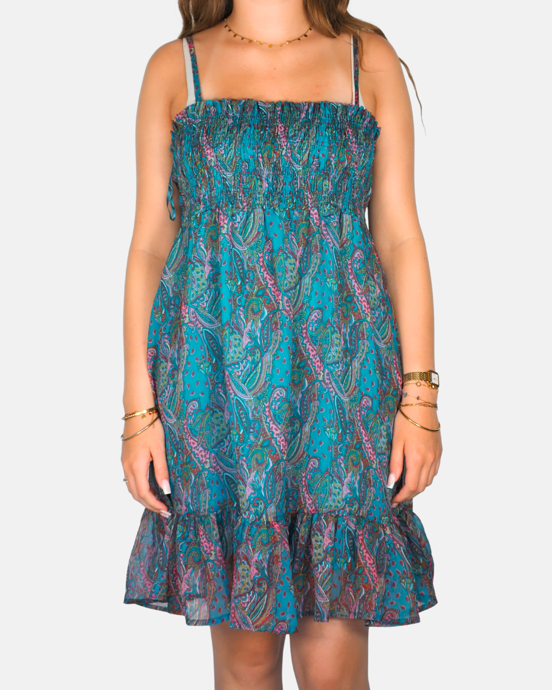 Young Teal Paisley Boho Sundress