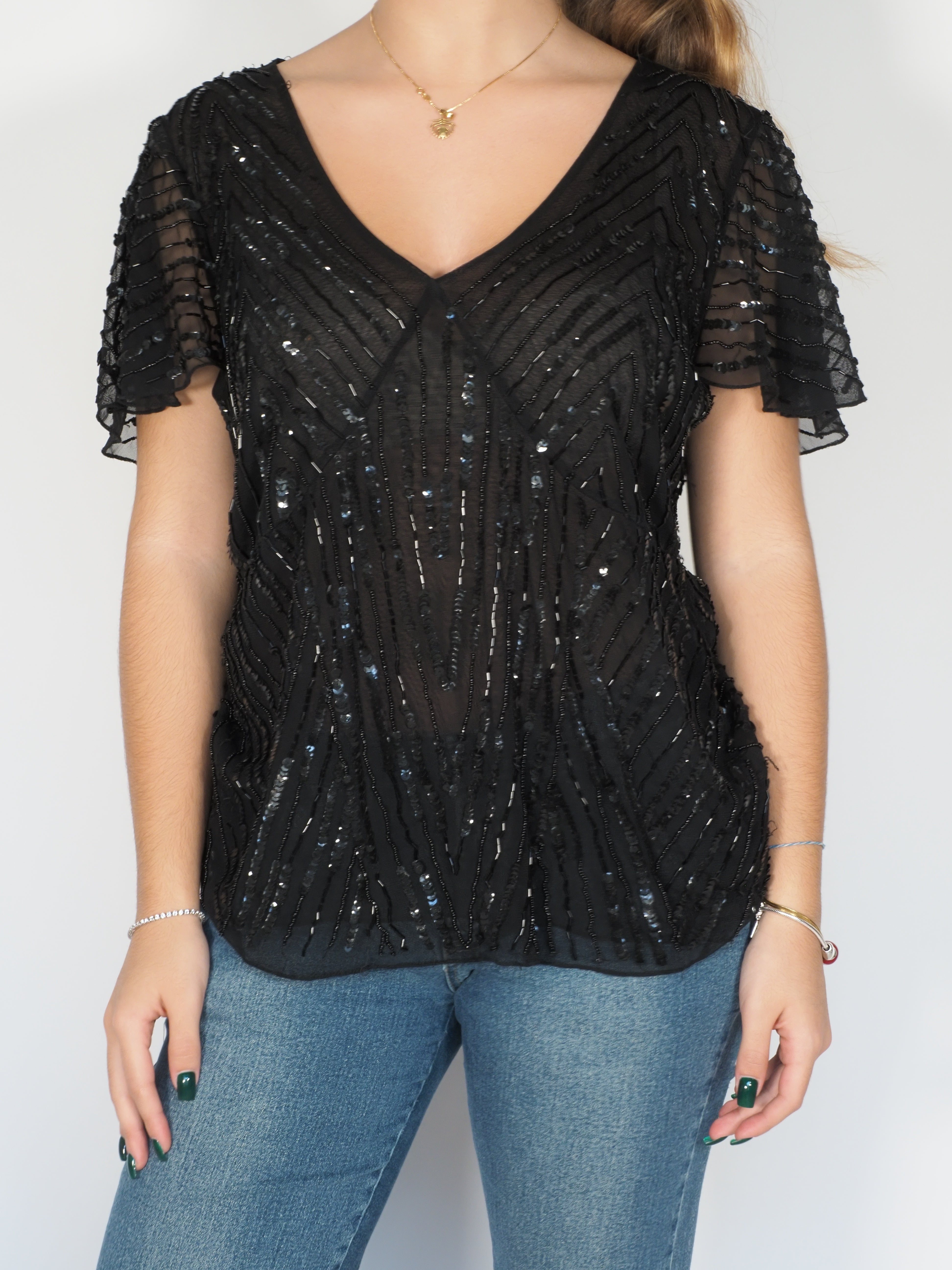Vera Mont Beaded Evening Top