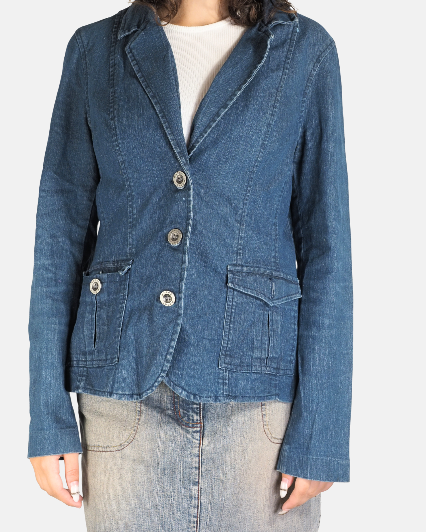 Dark Wash Denim Blazer Jacket - Maine