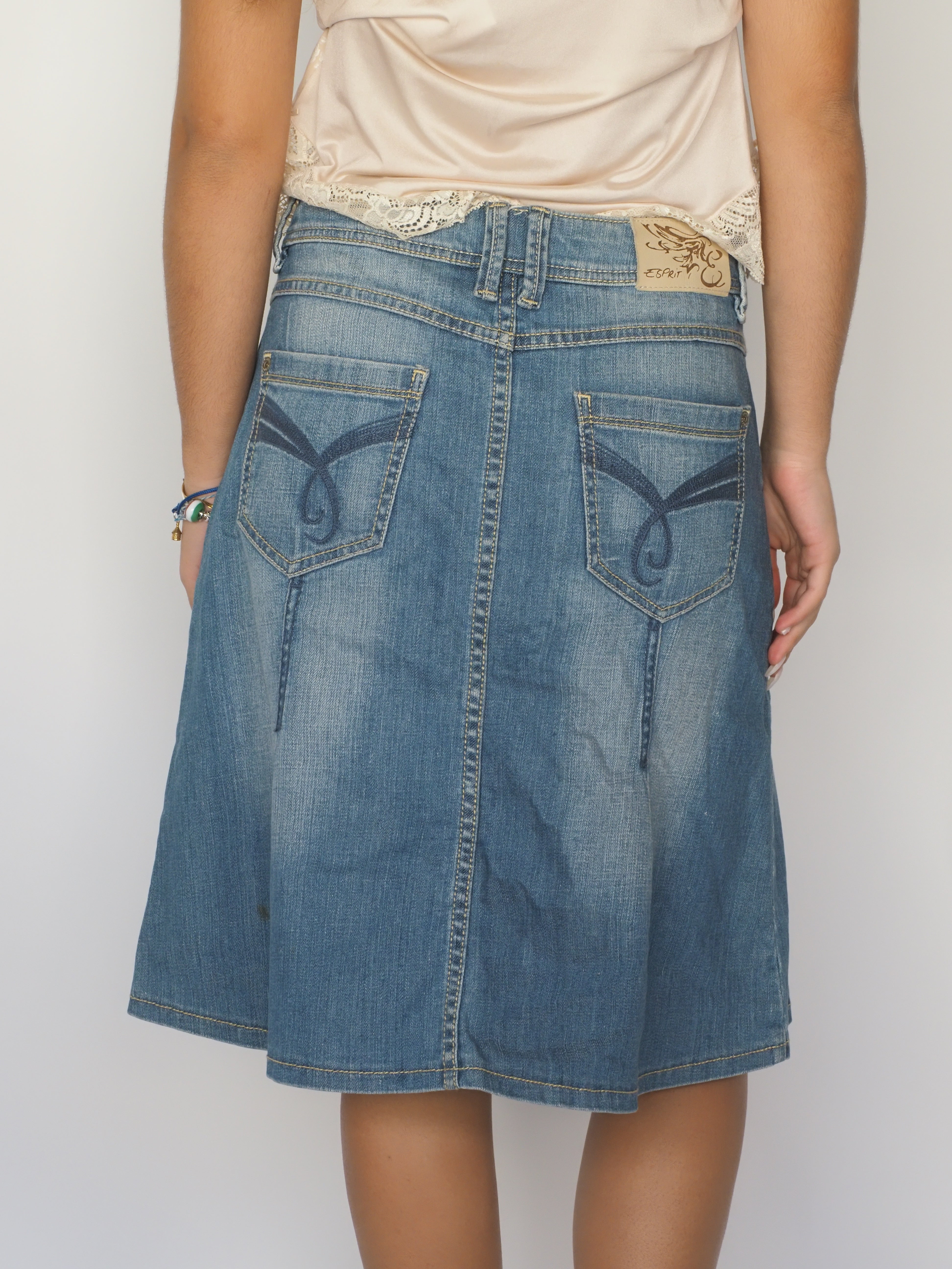 A-Line Mid-Wash Denim Midi Skirt – Esprit
