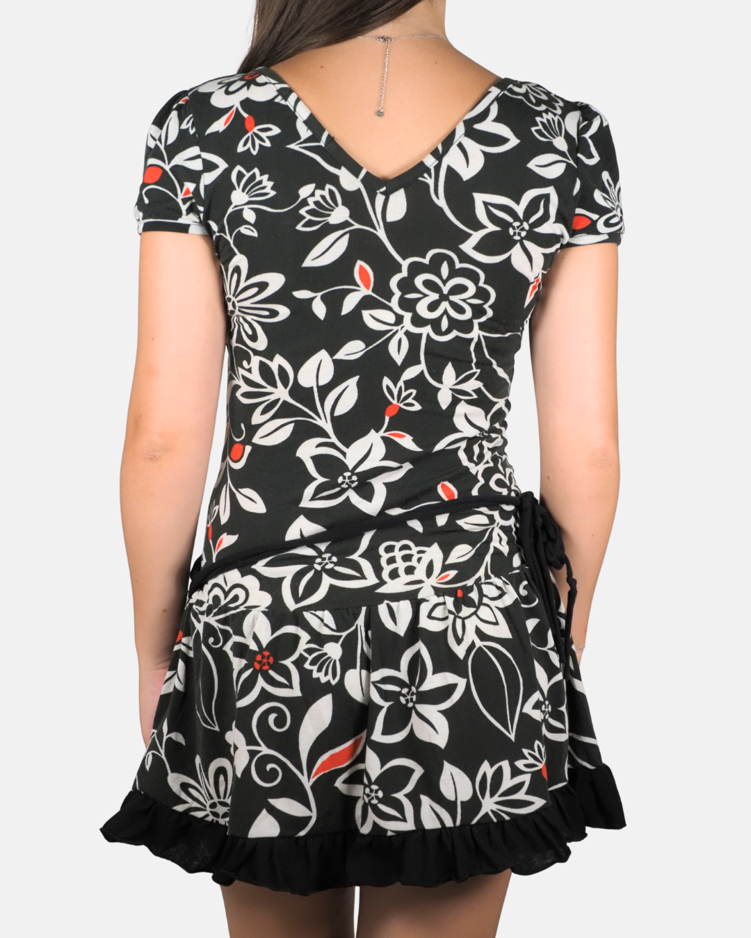 Monochrome Bloom Mini Dress - New Woman