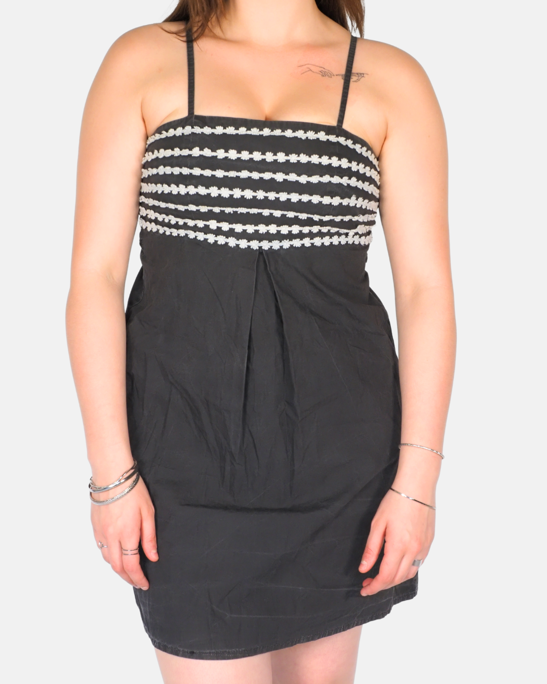 Jennyfer Black Embroidered Bust Y2K Mini Dress