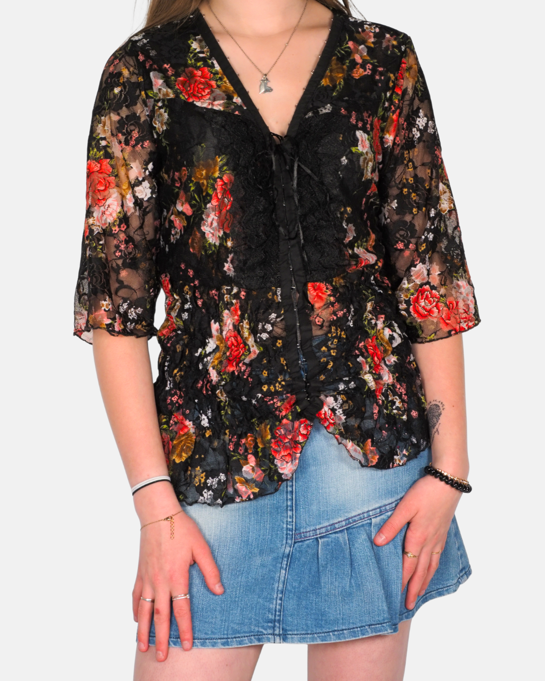 Temptation Italie Sheer Floral Lace Blouse