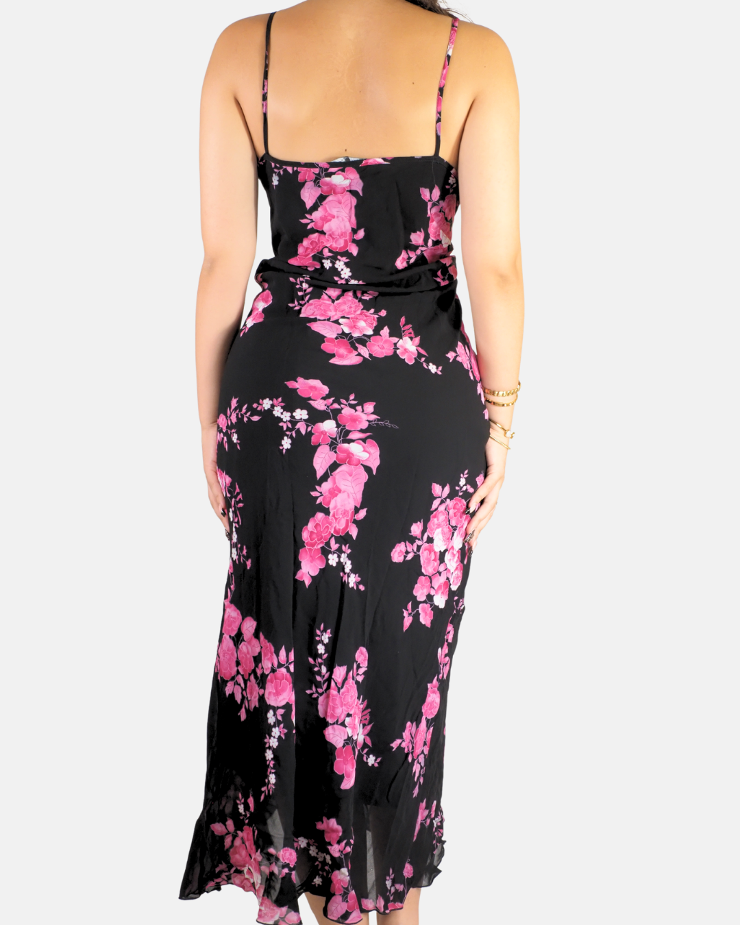 Black & Pink Floral Cowl-Neck Maxi Dress - Dorothy Perkins