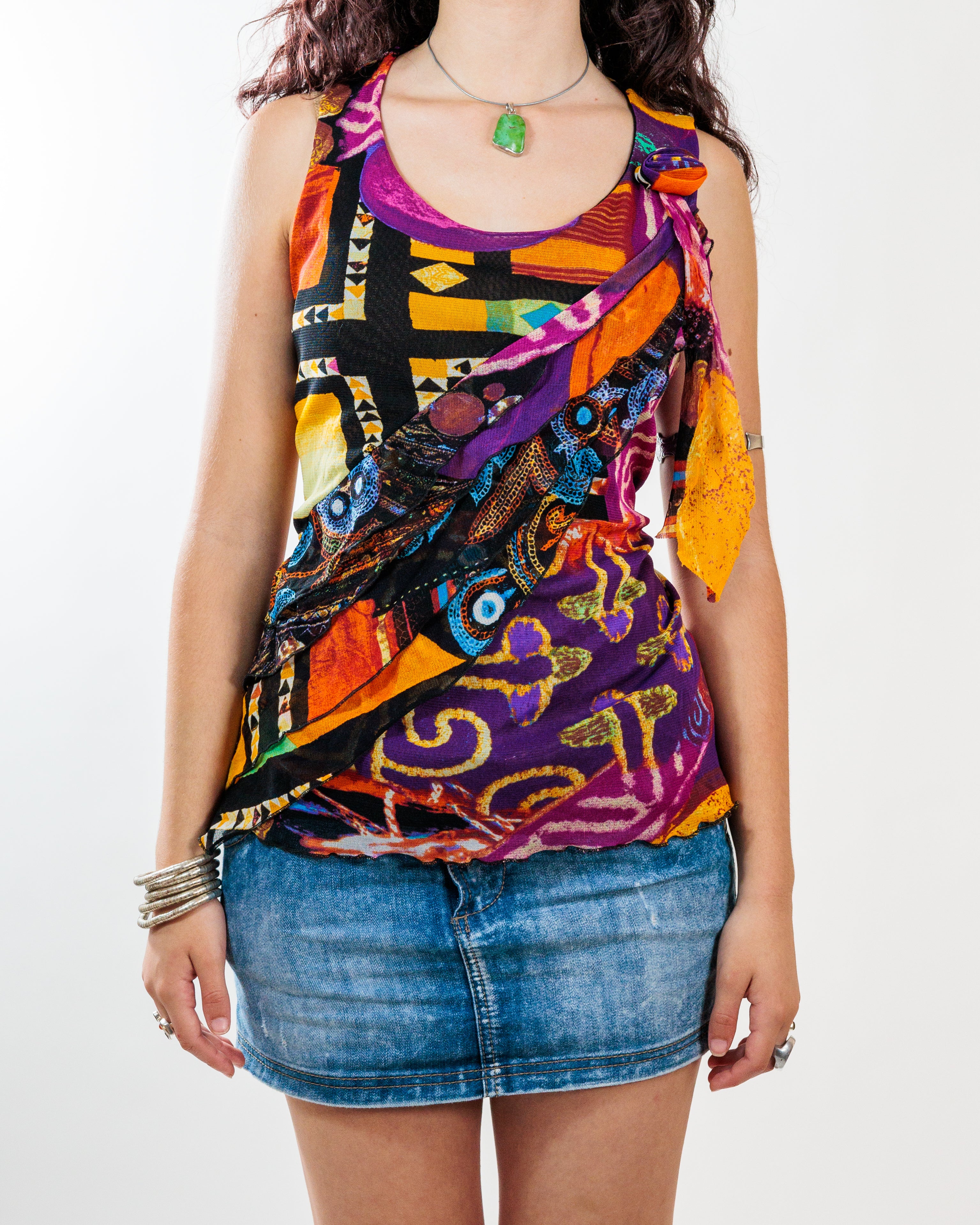 Multicolour Abstract Draped Top - Istinti