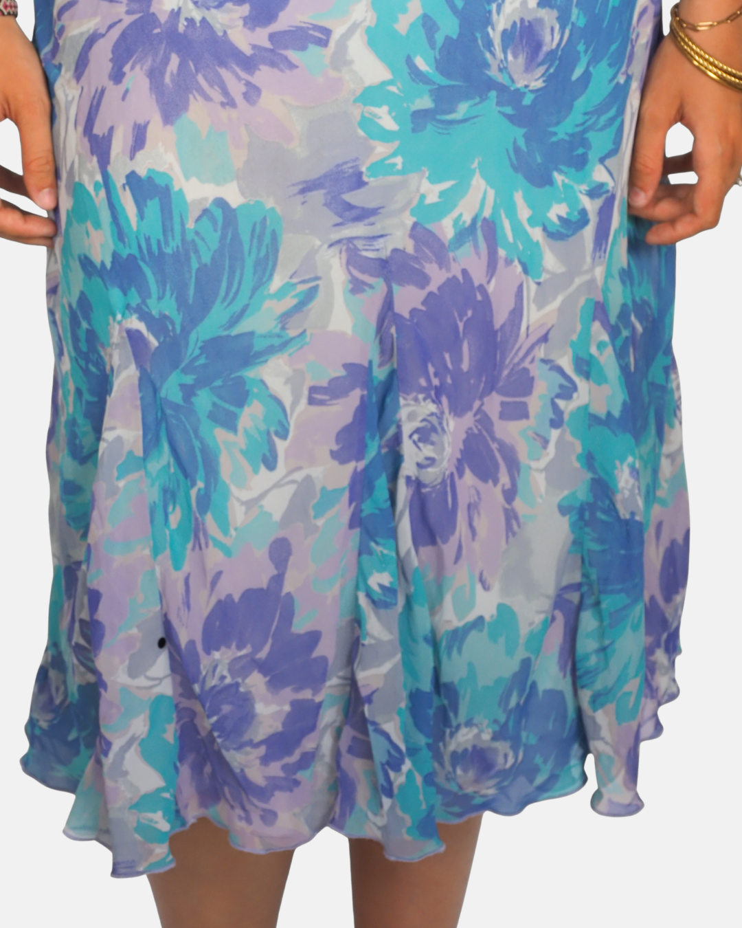 Blue & Lilac Watercolour Floral Midi Skirt by Marks & Spencer