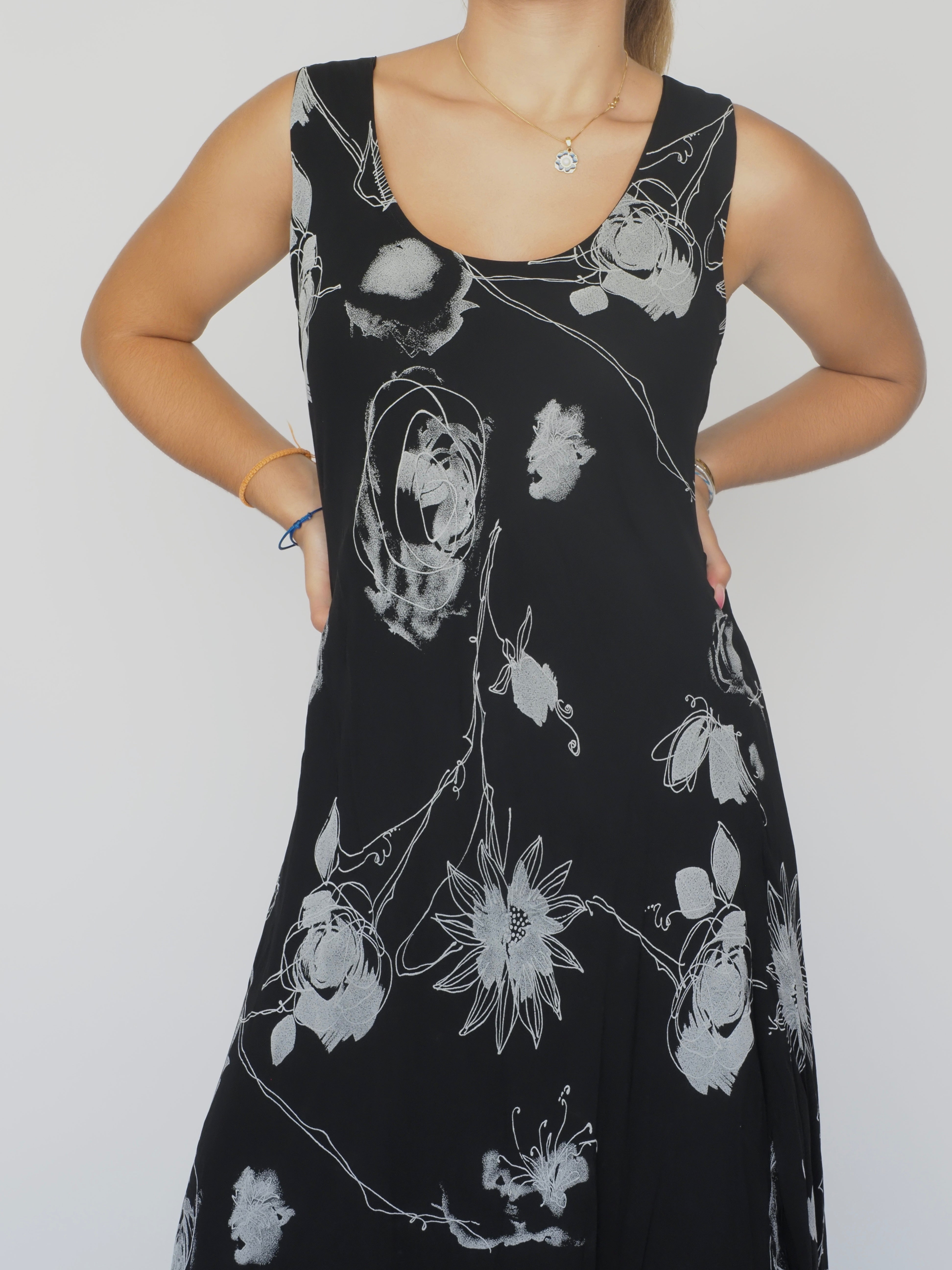 Black Tiered Mini Dress with Ruffle Front Detail
