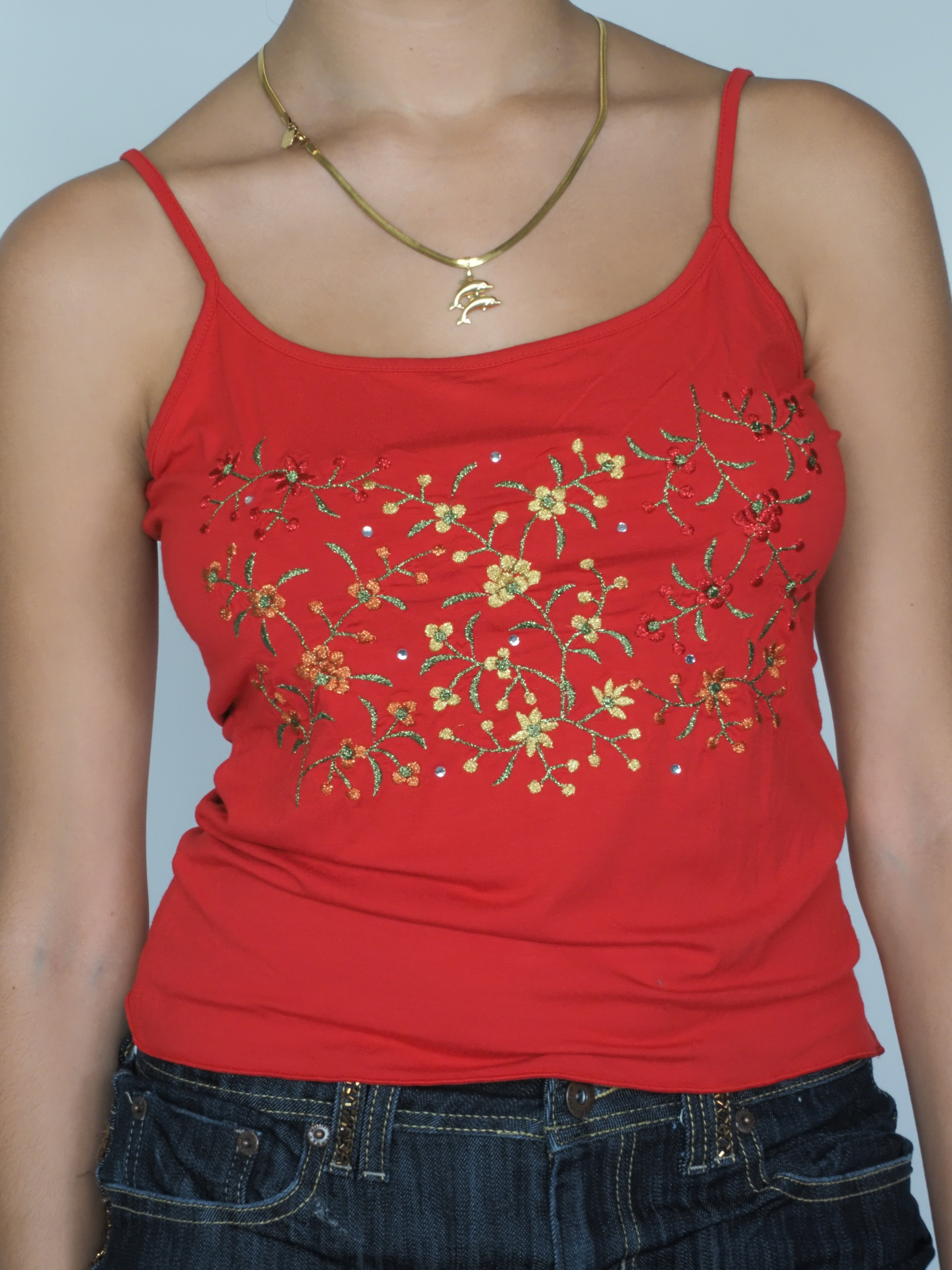 Red Floral Embroidered Camisole Top – Sandro Ferrone
