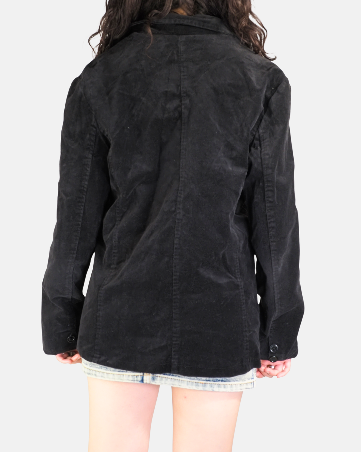 Black Corduroy Oversized Blazer - Bangjuji
